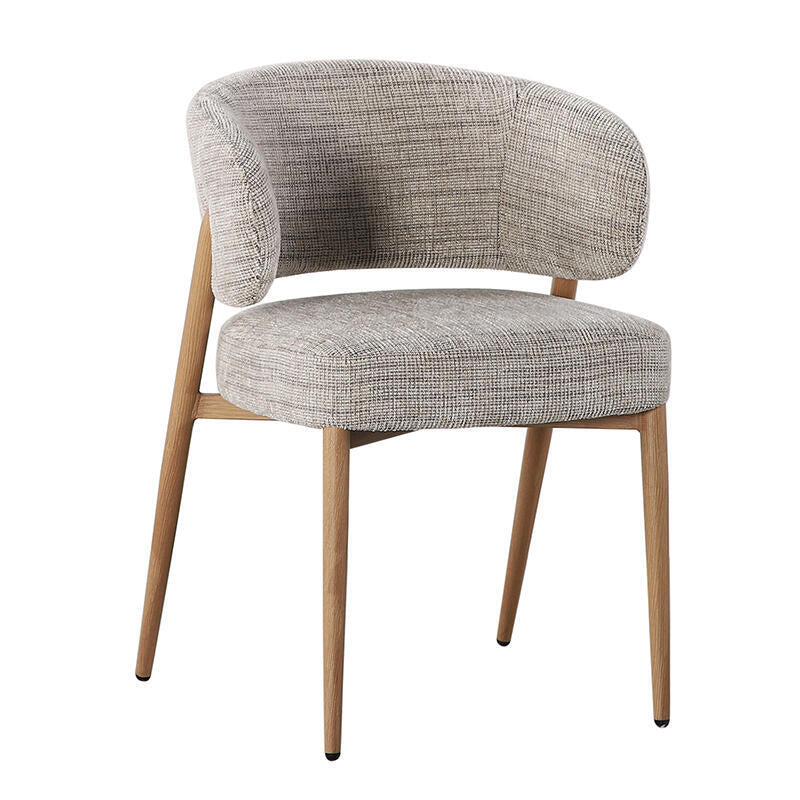 Stoel FUJI grijsbeige met houten basis