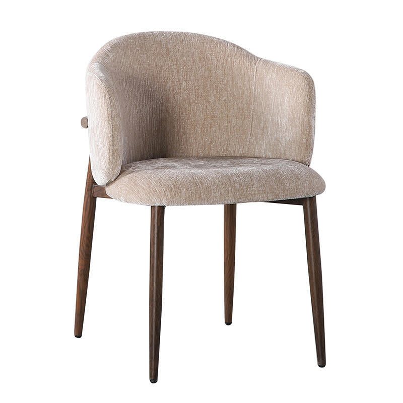 Stuhl OSAKA beige mit dunklem Holzgestell