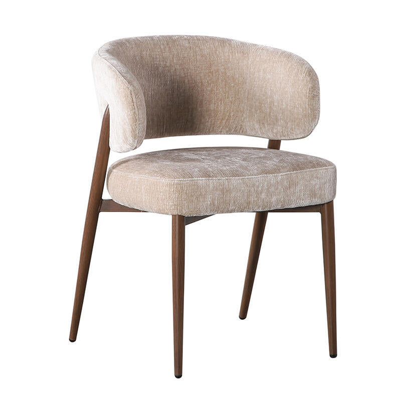 Stuhl FUJI beige mit dunklem Holzgestell