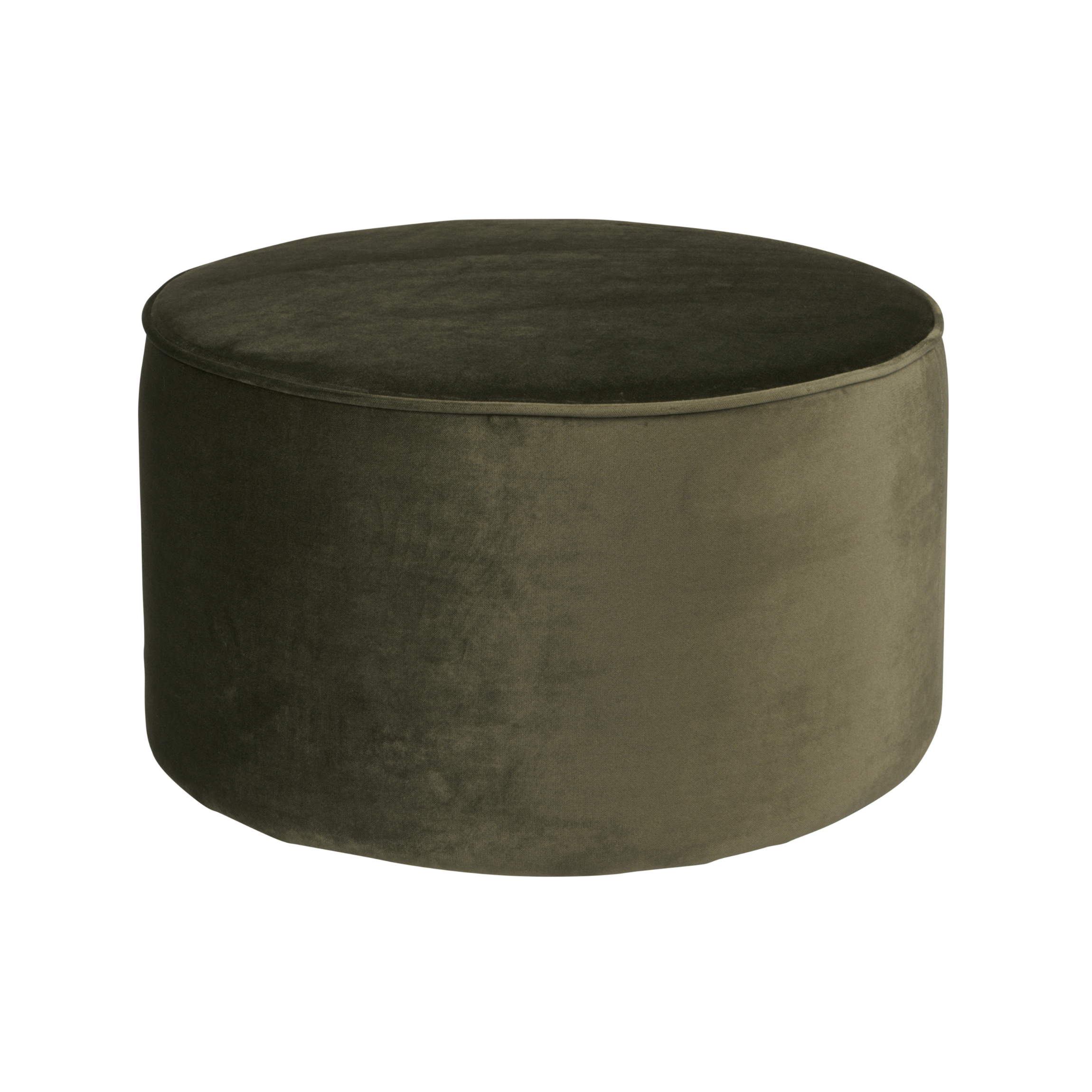 Puf aksamitny SARA oliwkowy zielony Woood niski Eye on Design