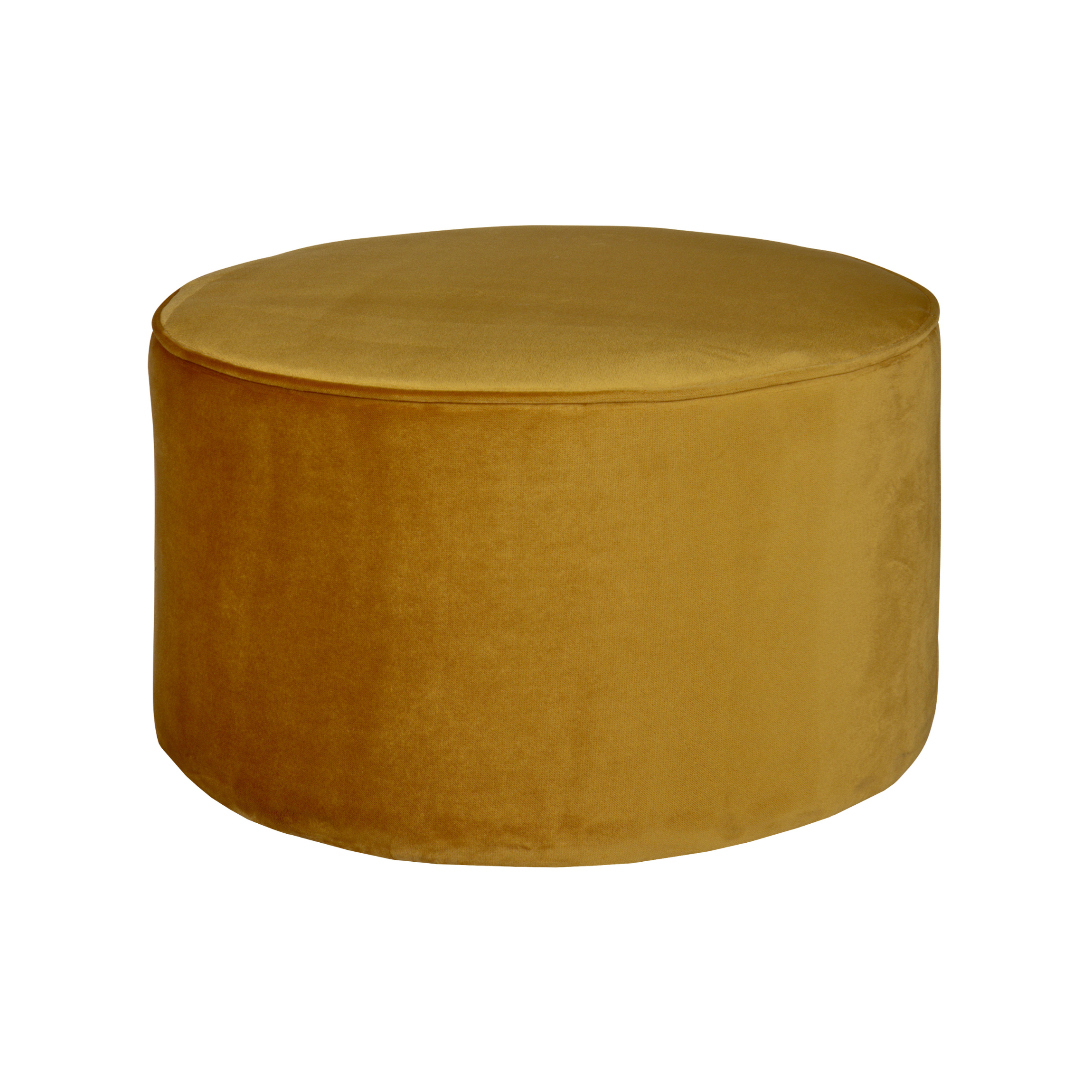 Puf aksamitny SARA musztardowy Woood niski Eye on Design