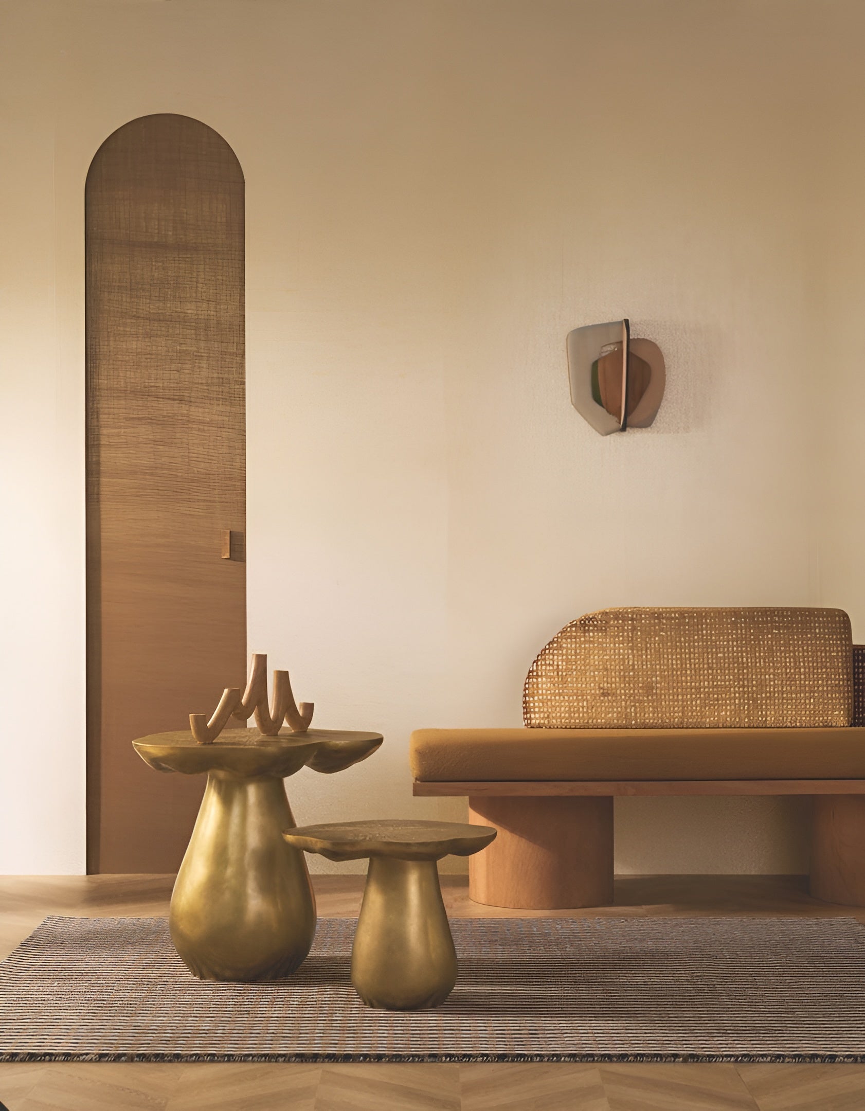 Structuurtapijt op metallic folie RADIEUSE - IVOIRE OR ivoorkleur