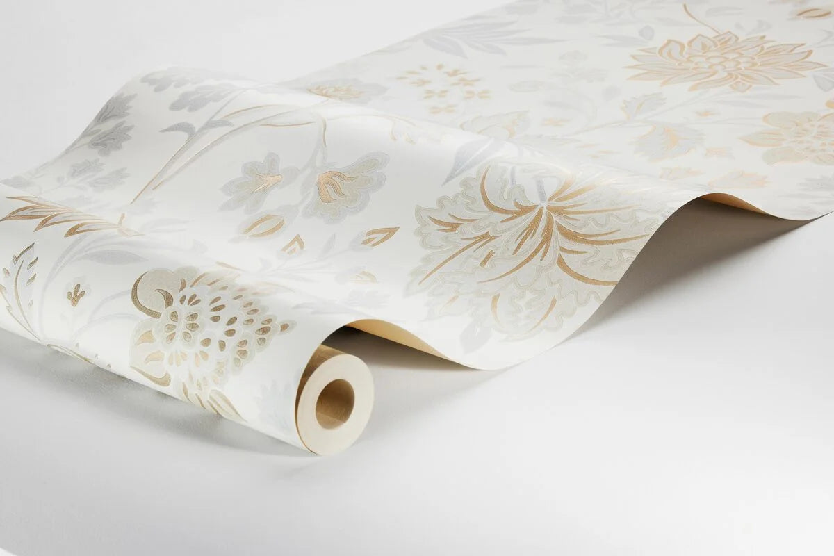 Vlies-Tapete mit Pflanzenmuster ALICIA warmweiß mit Beige