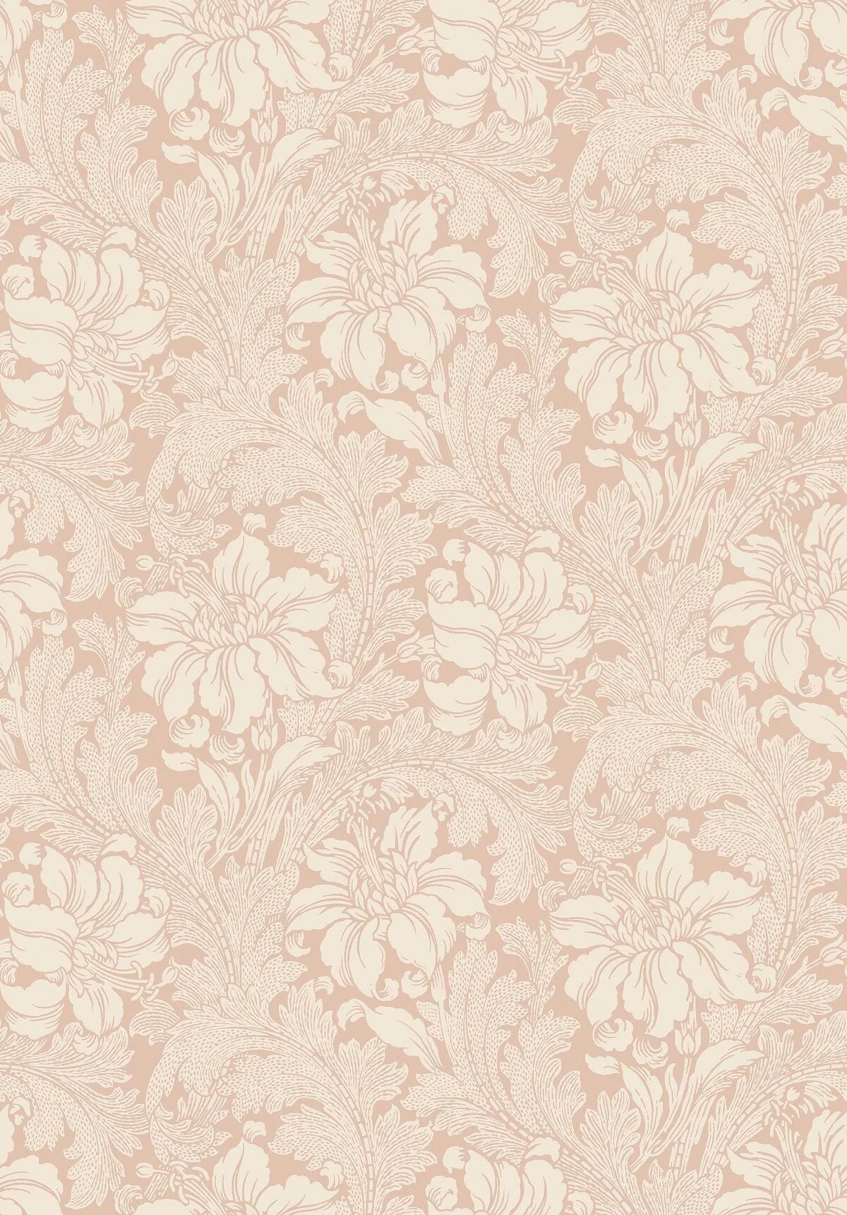Vlies-Tapete mit pflanzlichem Muster ACANTHUS in lachsrosa