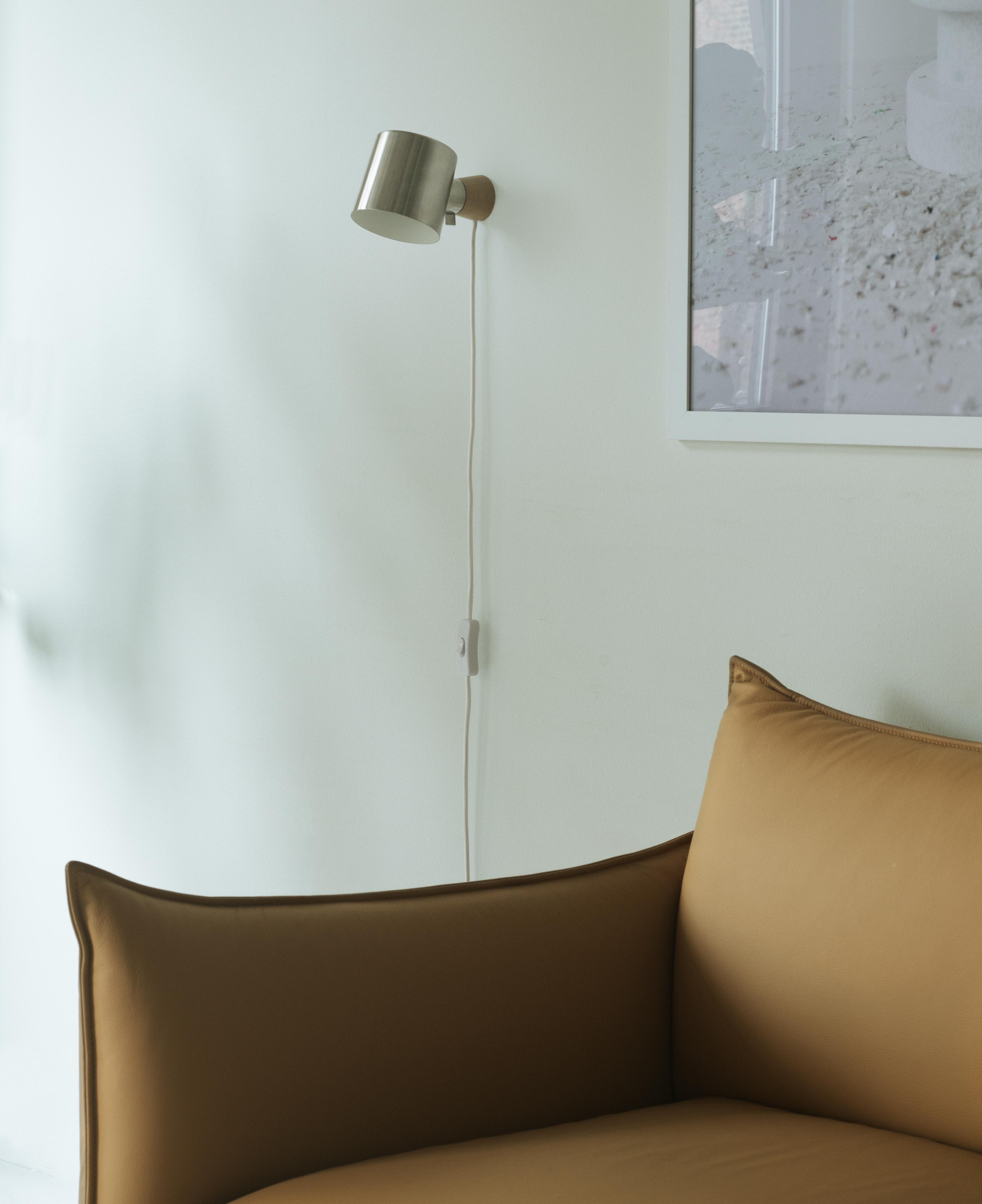 Adjustable wall lamp RISE stainless steel with wood