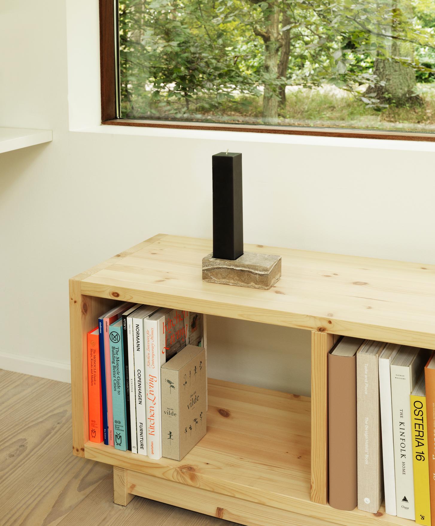 Kerzenhalter EVEN silber-braun Travertin