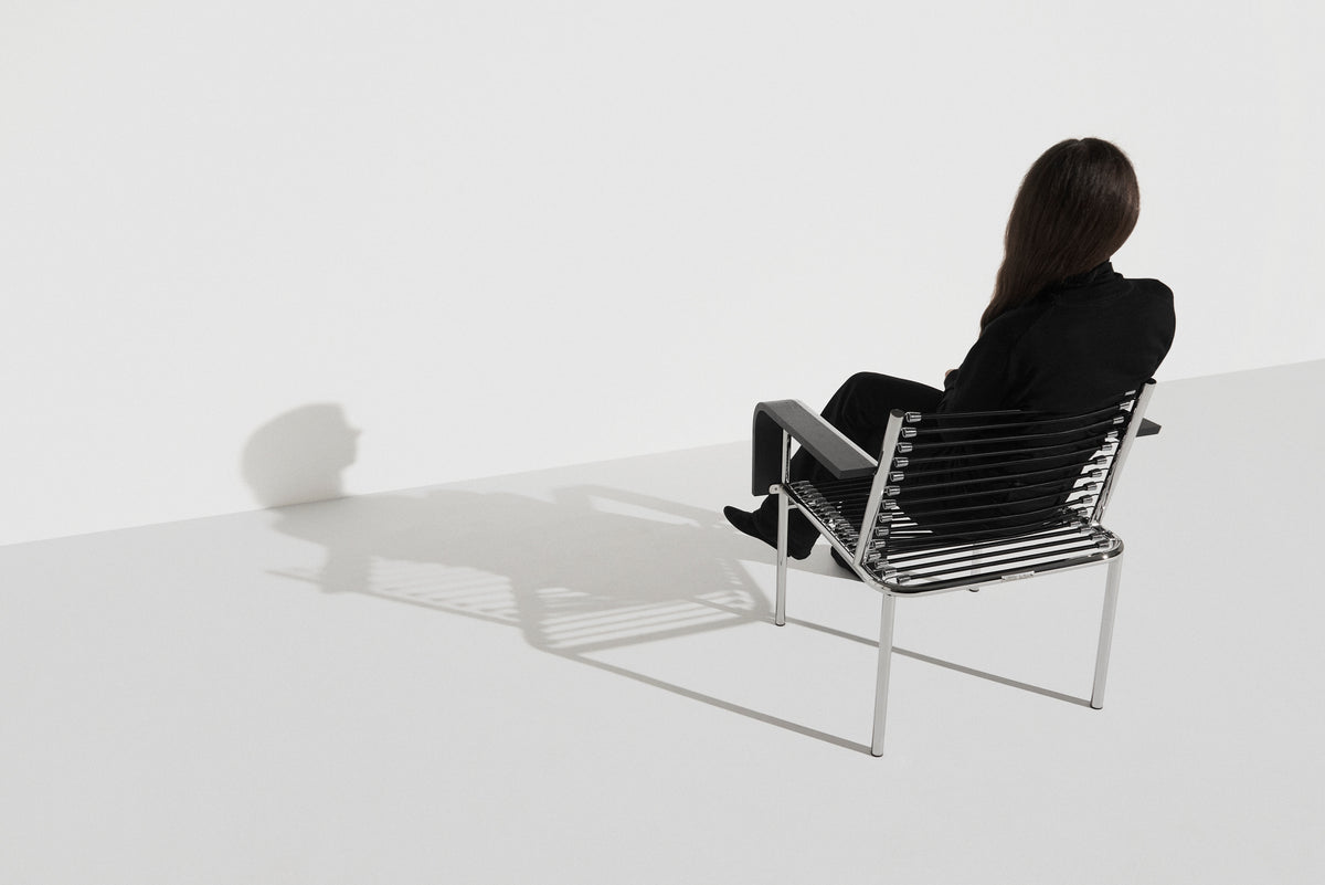 Zwarte SANDOWS fauteuil met stalen basis