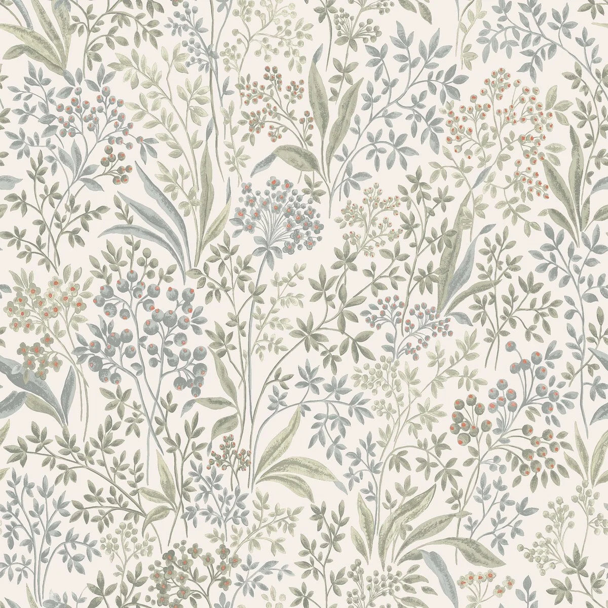 Vlies-Tapete mit pflanzlichem Muster NOCTURNE beige mit grün