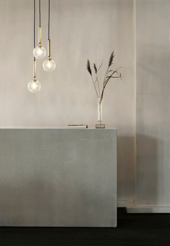 MIIRA Pendant Lamp 3 Brass with Transparent Glass