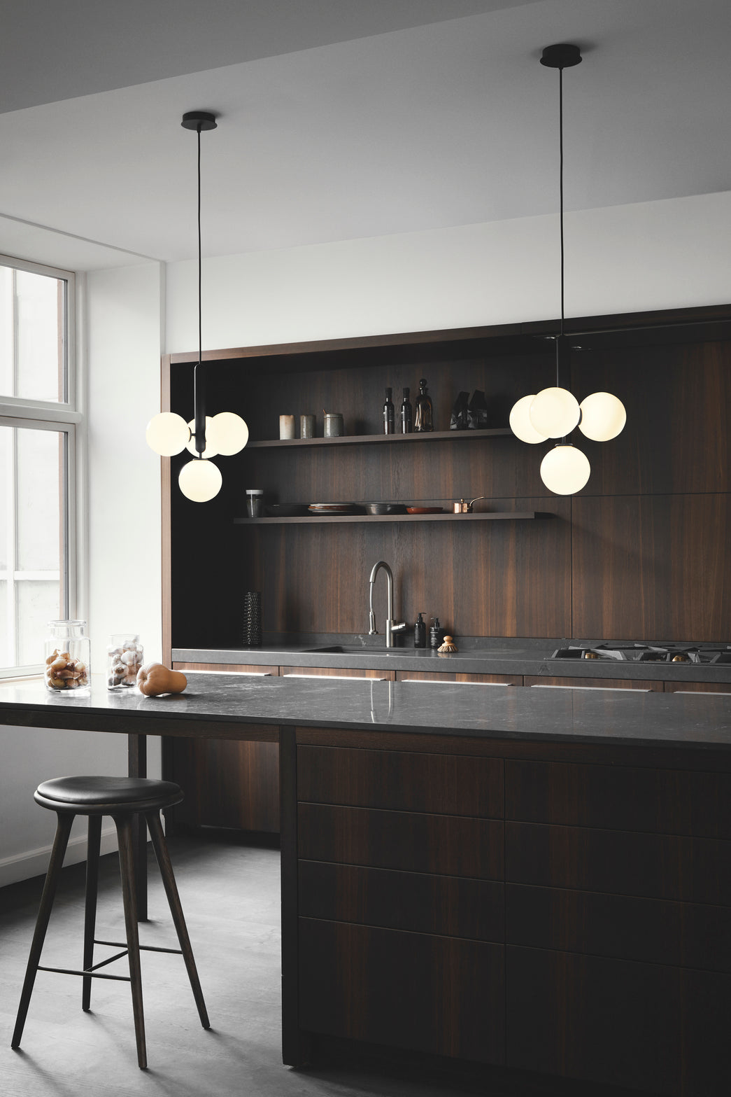 MIIRA 4 Pendant Lamp in Graphite with Opal Glass