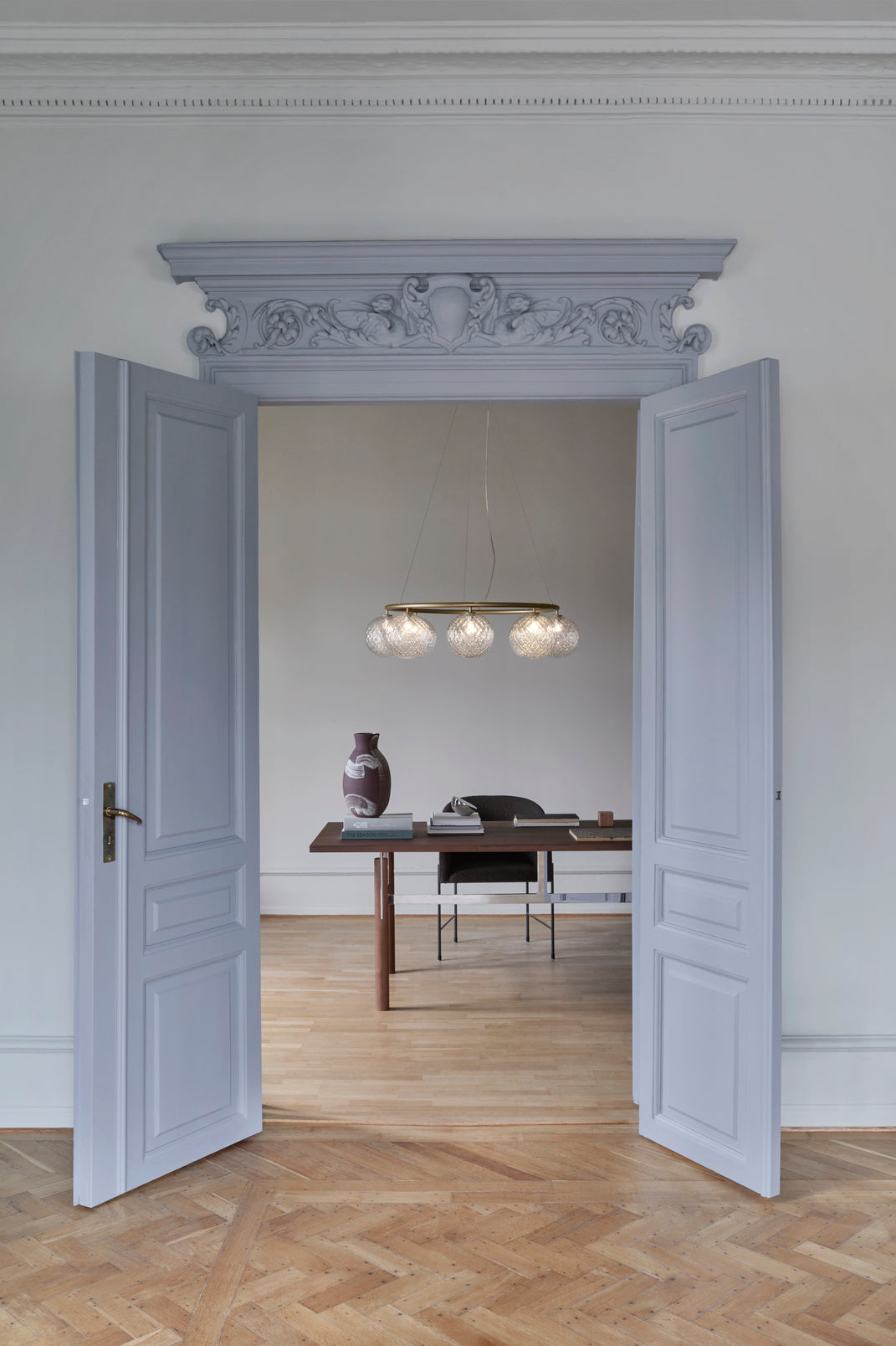 Hanglamp MIIRA 8 CIRCULAR messing met transparant glas