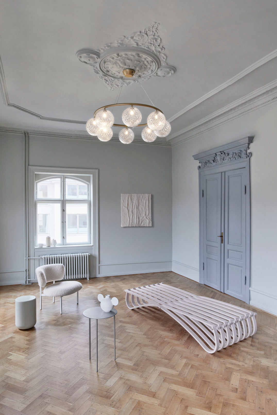 Hanglamp MIIRA 8 CIRCULAR messing met transparant glas