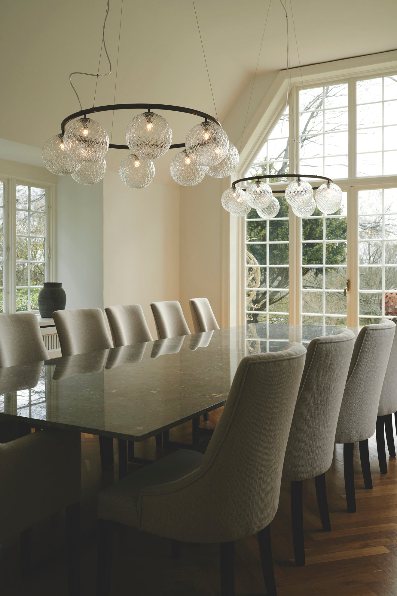 MIIRA 8 CIRCULAR Pendant Lamp Dark Brown with Transparent Glass