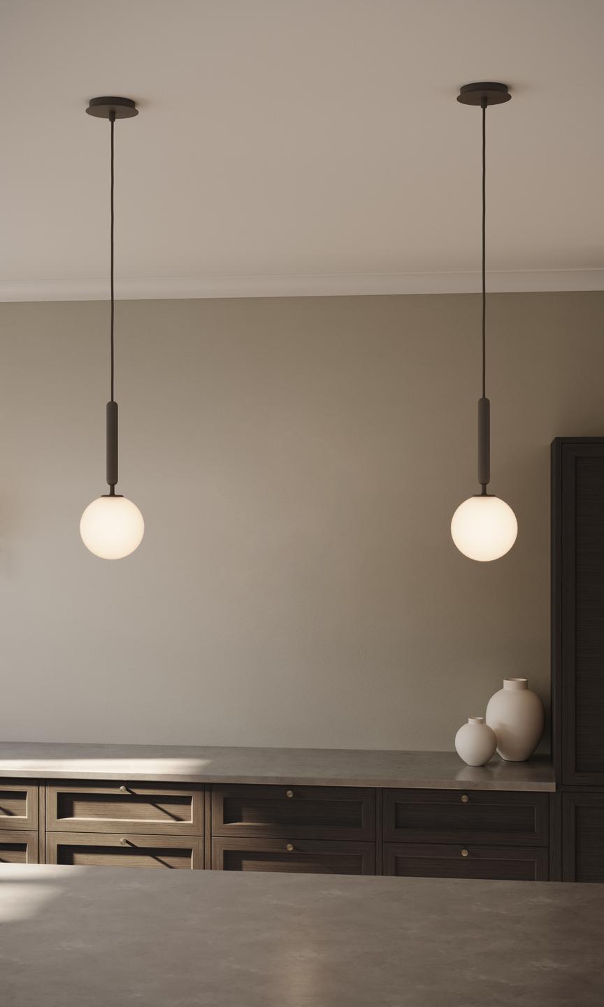 MIIRA Pendant Lamp in Graphite with Opal Glass