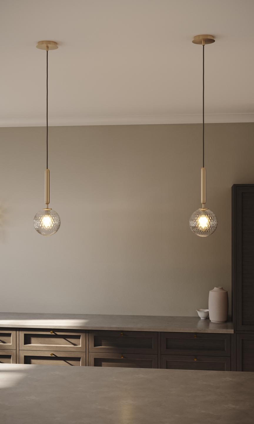 MIIRA Pendant Lamp in Brass with Transparent Glass