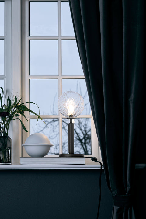 Tafellamp MIIRA grafiet met transparant glas