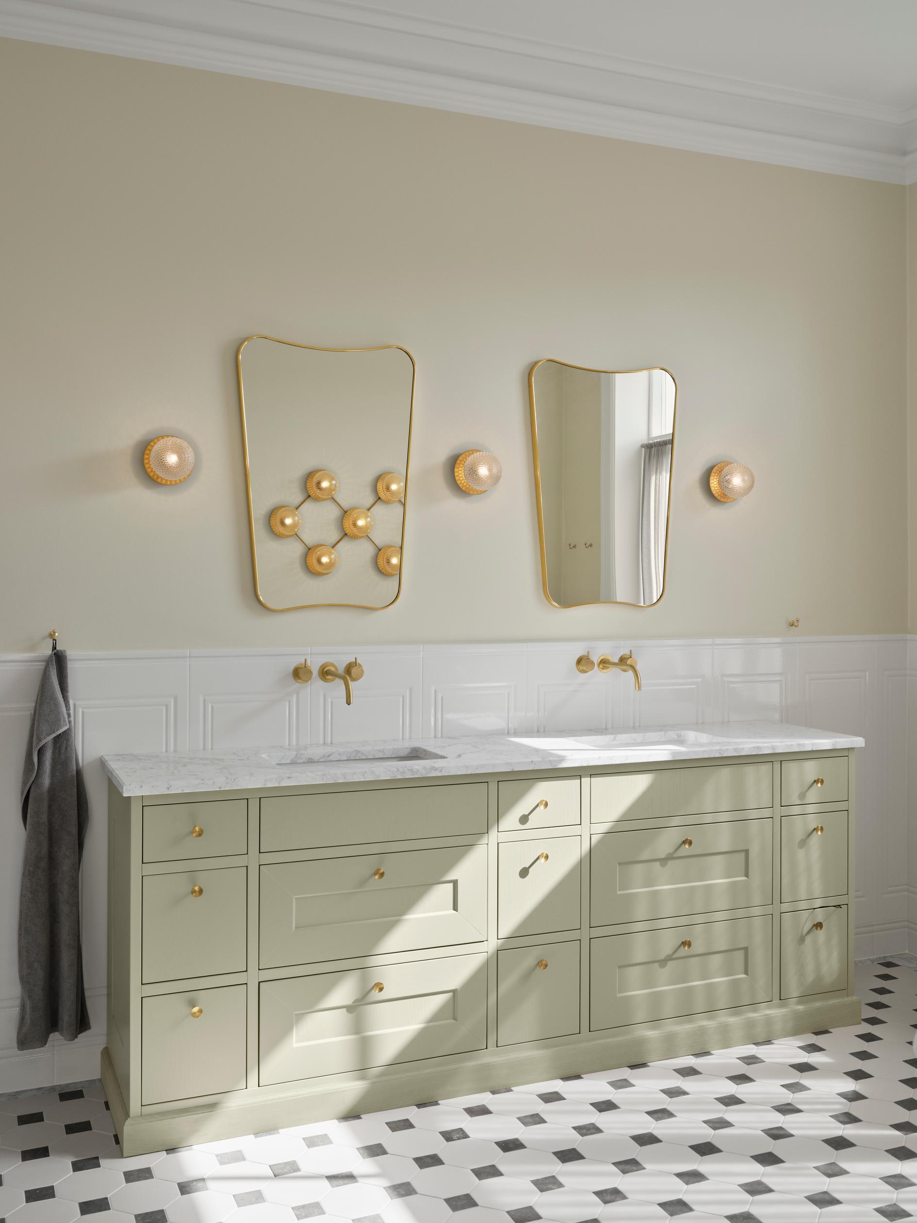 Inbouw wandlamp LIILA goud met transparant glas