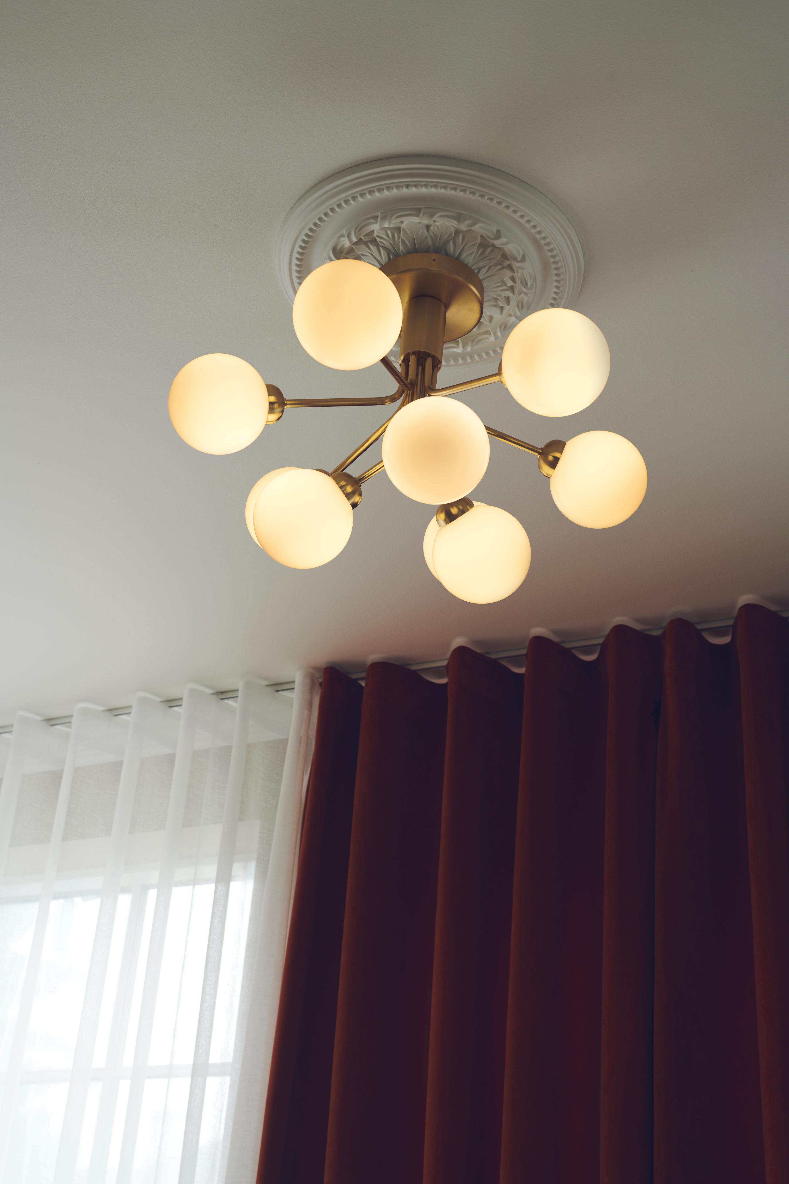 Plafondlamp APIALES 9 zwart met opaalglas
