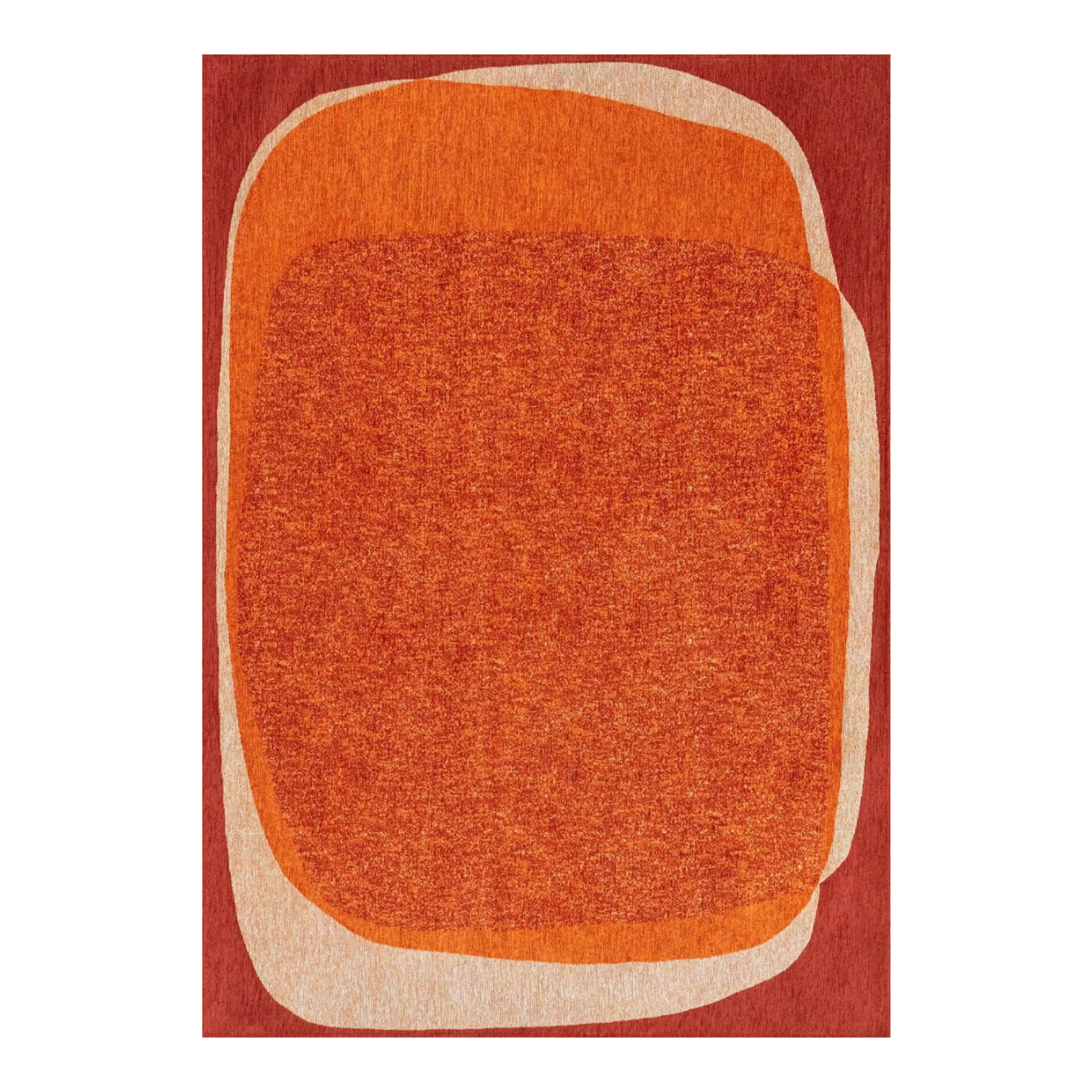 Vloerkleed MARBLE oranje met bordeaux en beige