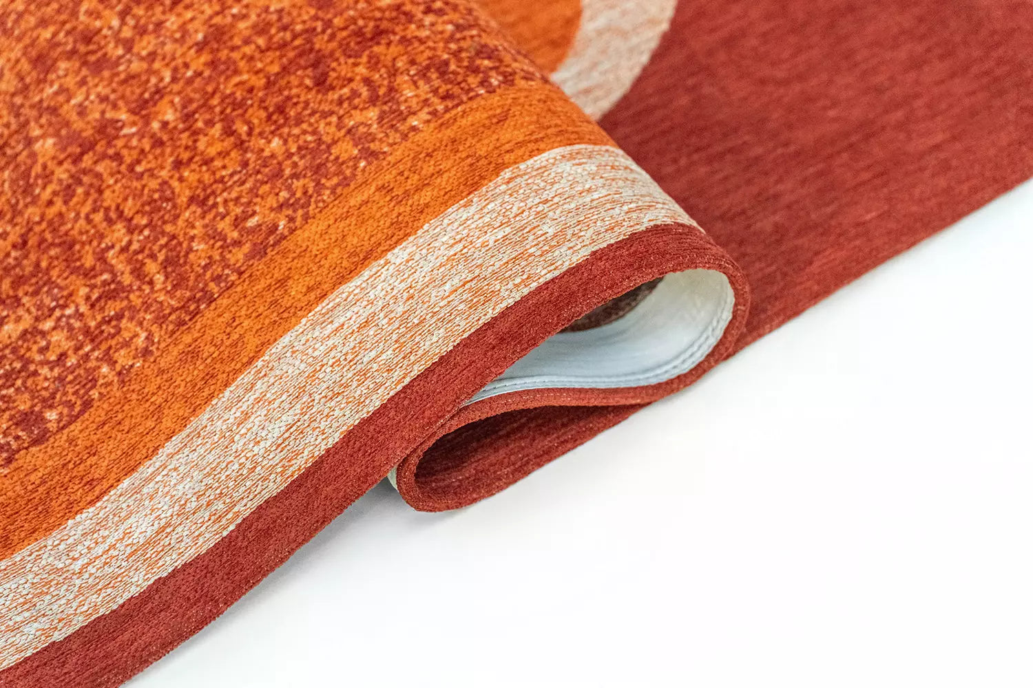 Vloerkleed MARBLE oranje met bordeaux en beige