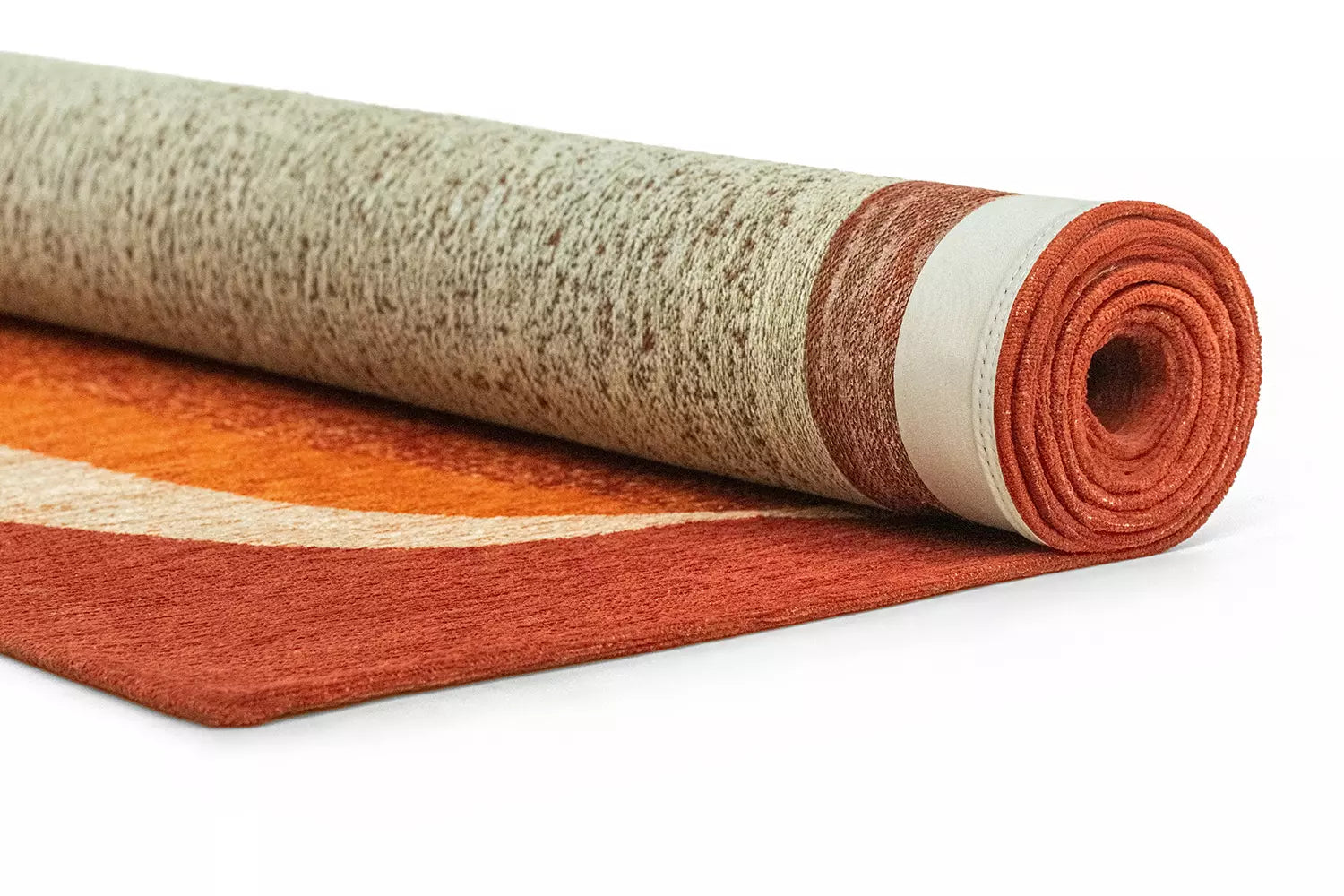 Vloerkleed MARBLE oranje met bordeaux en beige