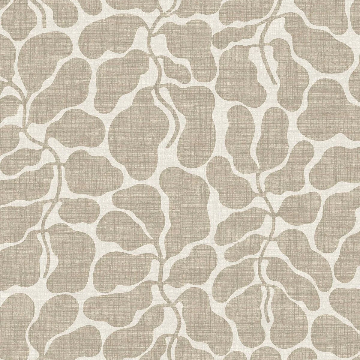 Non-woven paper wallpaper with a botanical pattern MY SECRET GARDEN beige with white