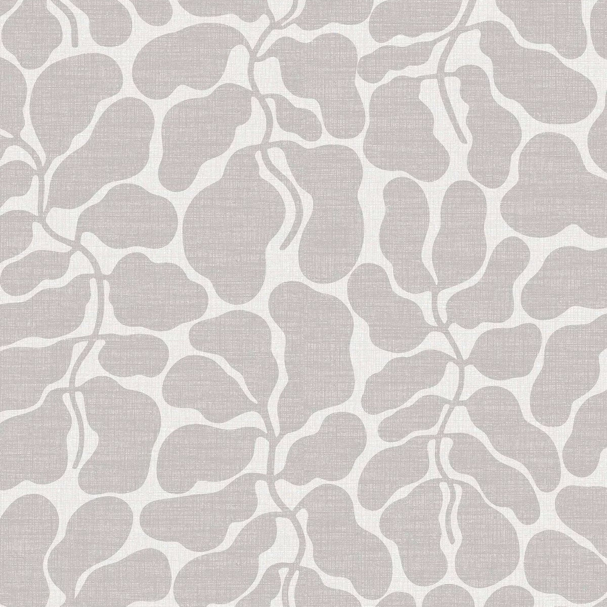 Non-woven paper wallpaper with a botanical pattern MY SECRET GARDEN gray with white