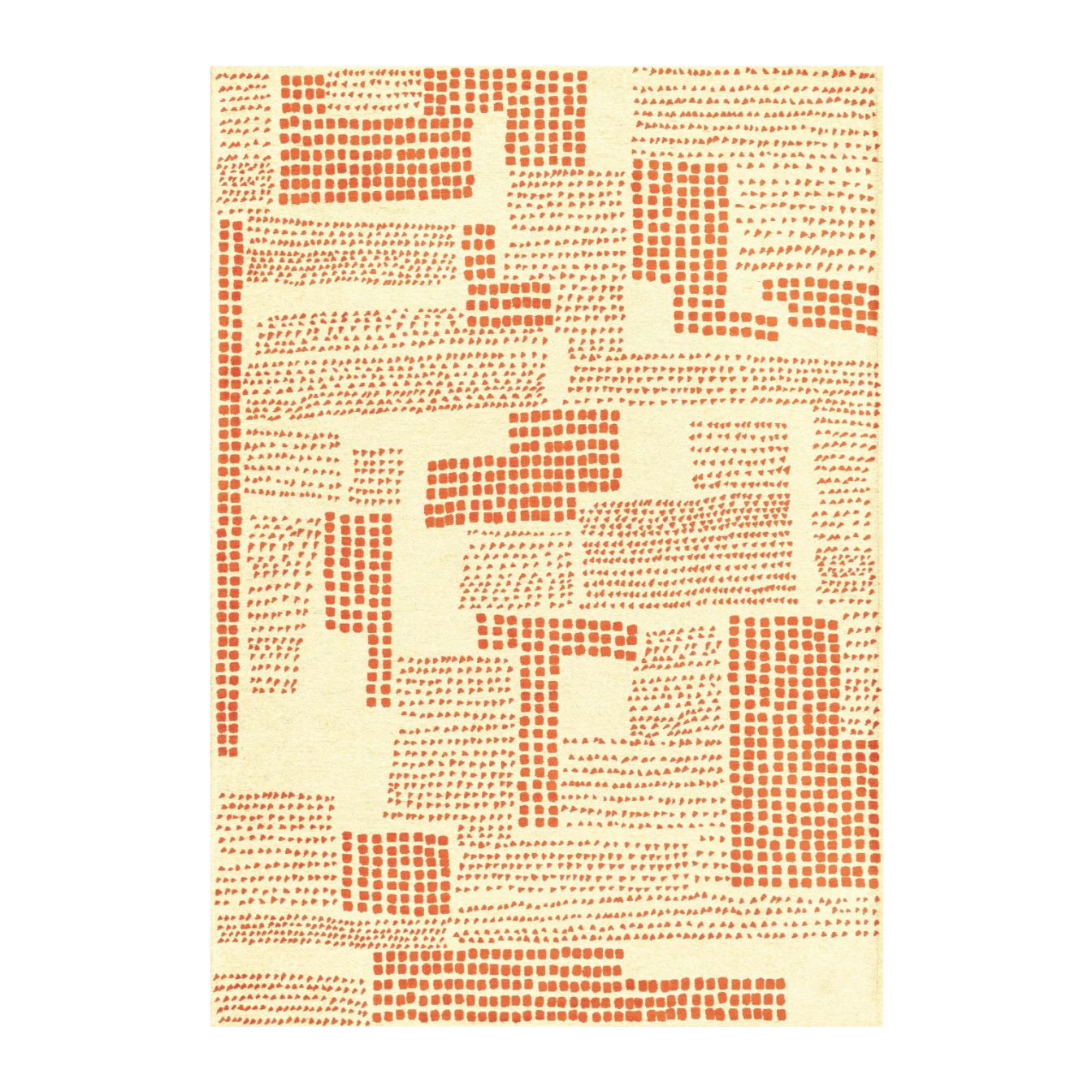 Beige ZEN vloerkleed met oranje