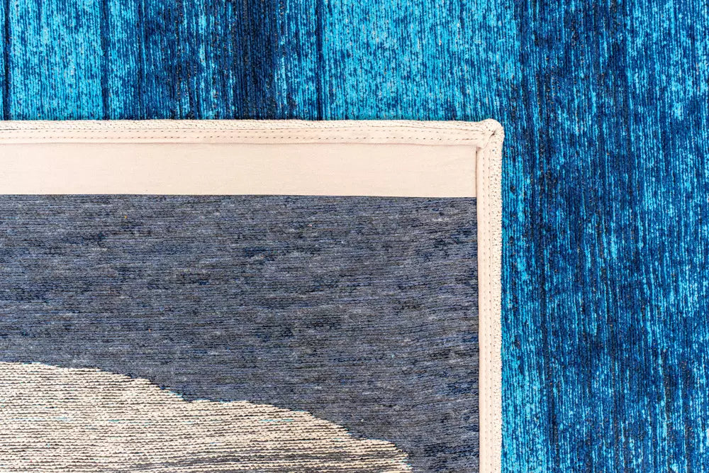 Vloerkleed BRUSH blauw met beige