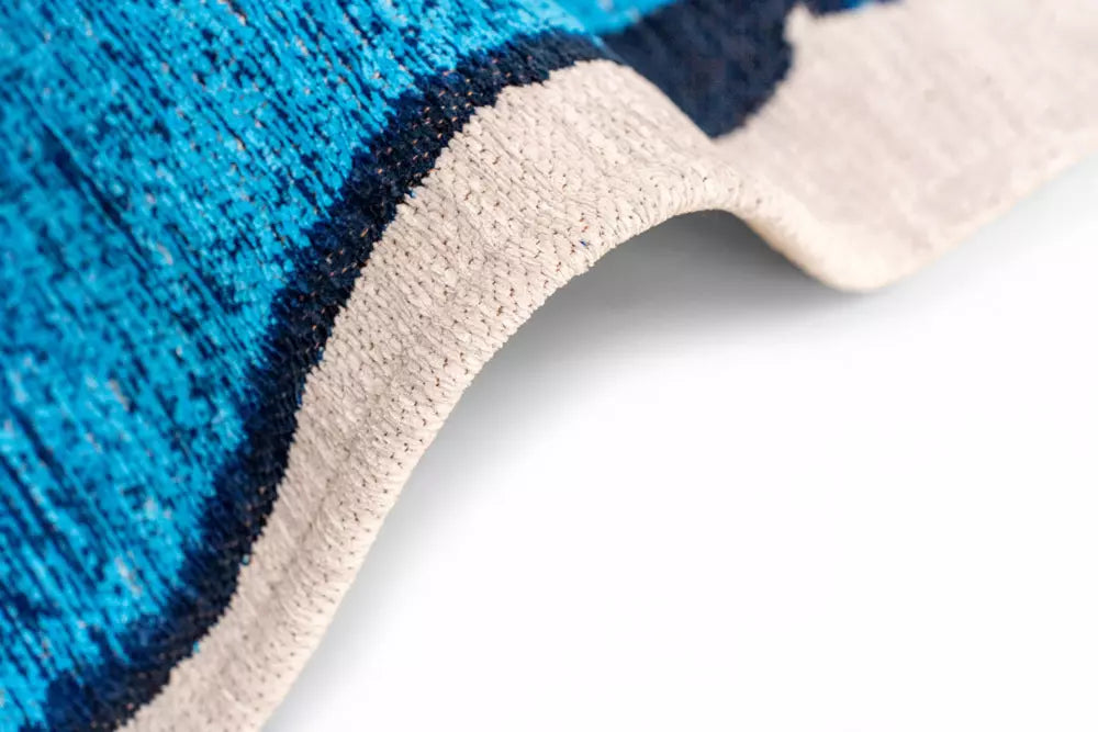 Vloerkleed BRUSH blauw met beige