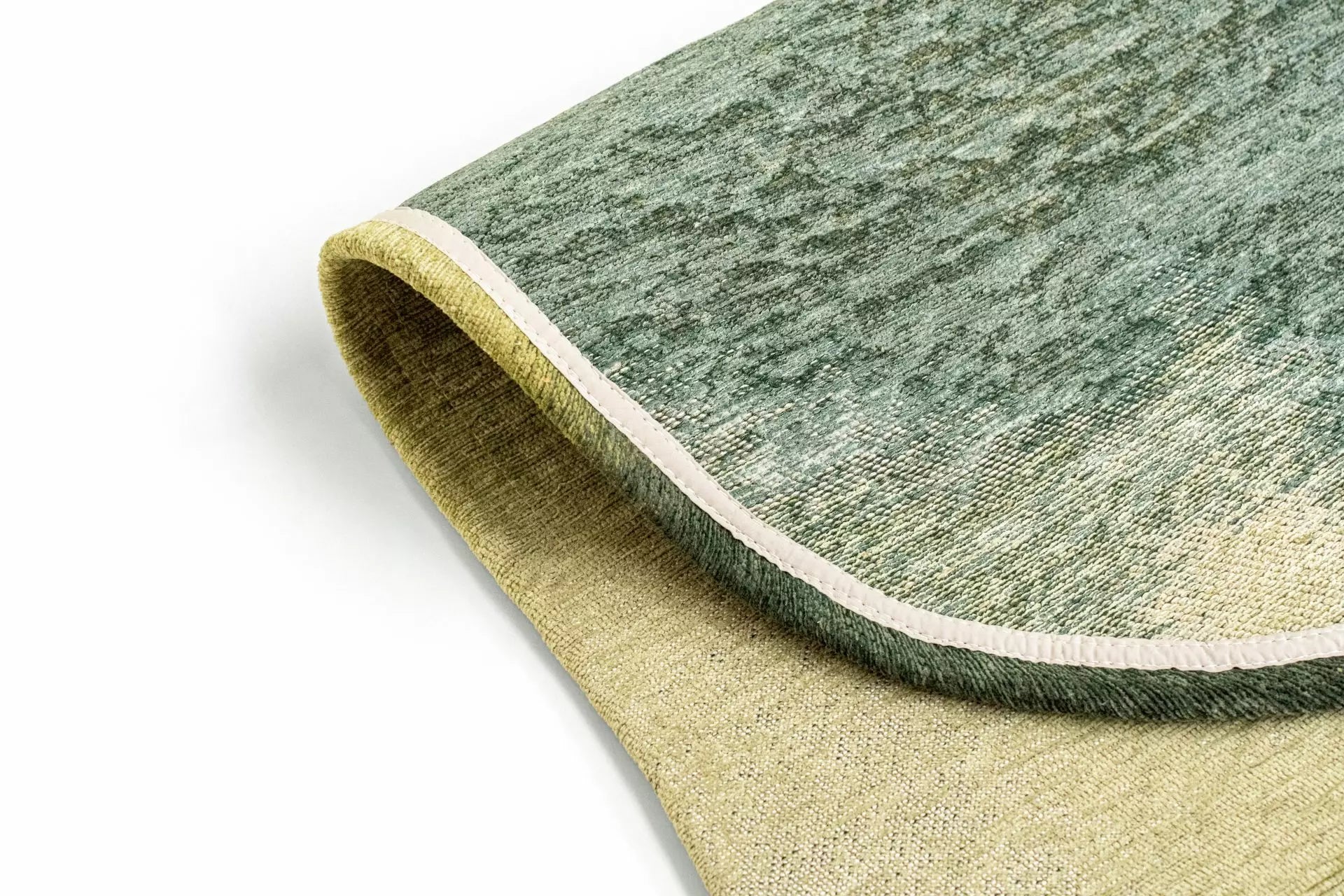 Ovale tapijt AQUARELLE LEAF groen met geel