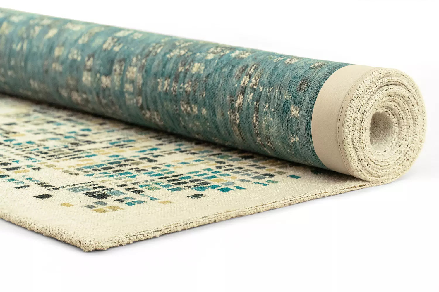 CUBIK beige tapijt met blauw en groen