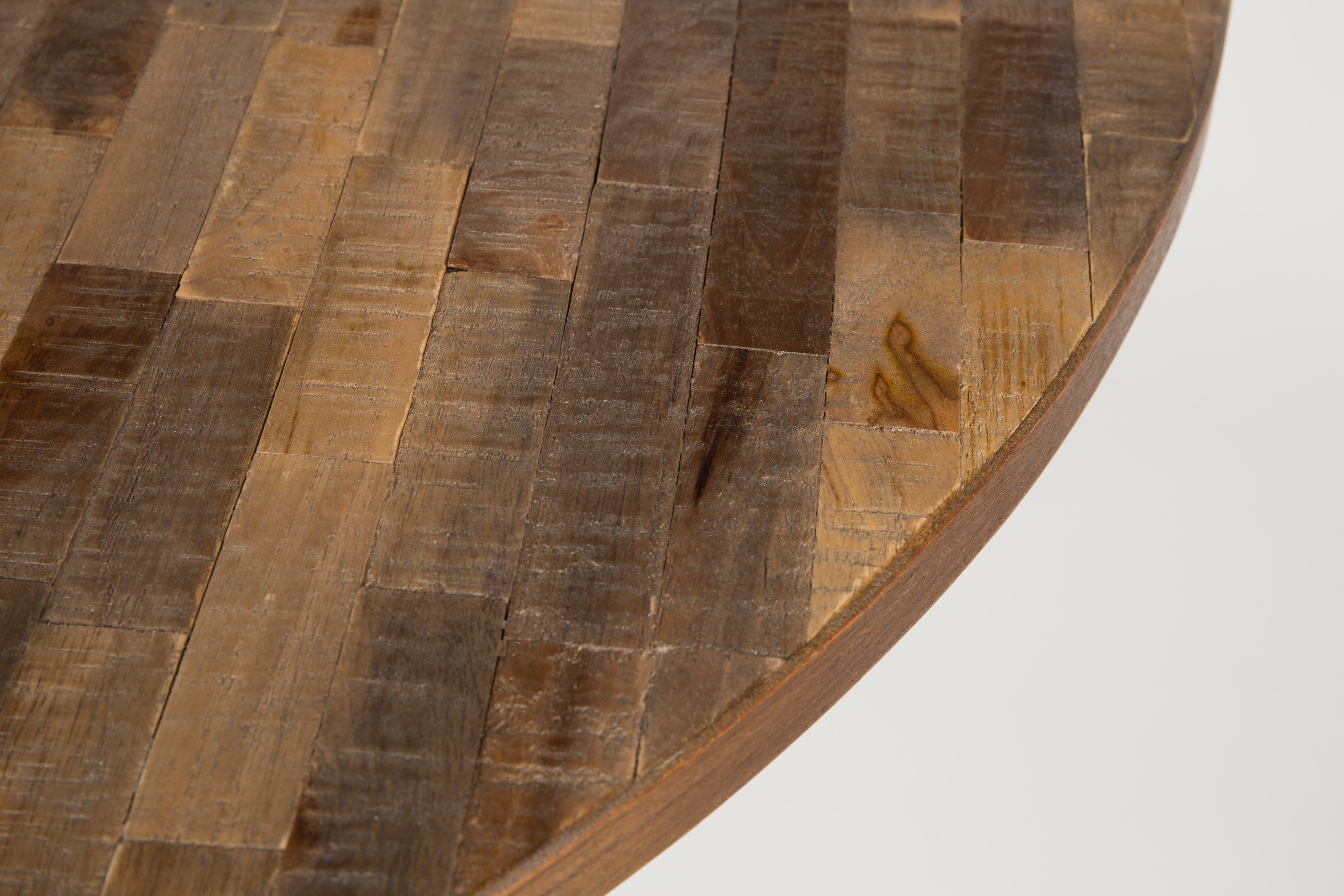 Ronde tafel MO van teakhout met zwarte basis