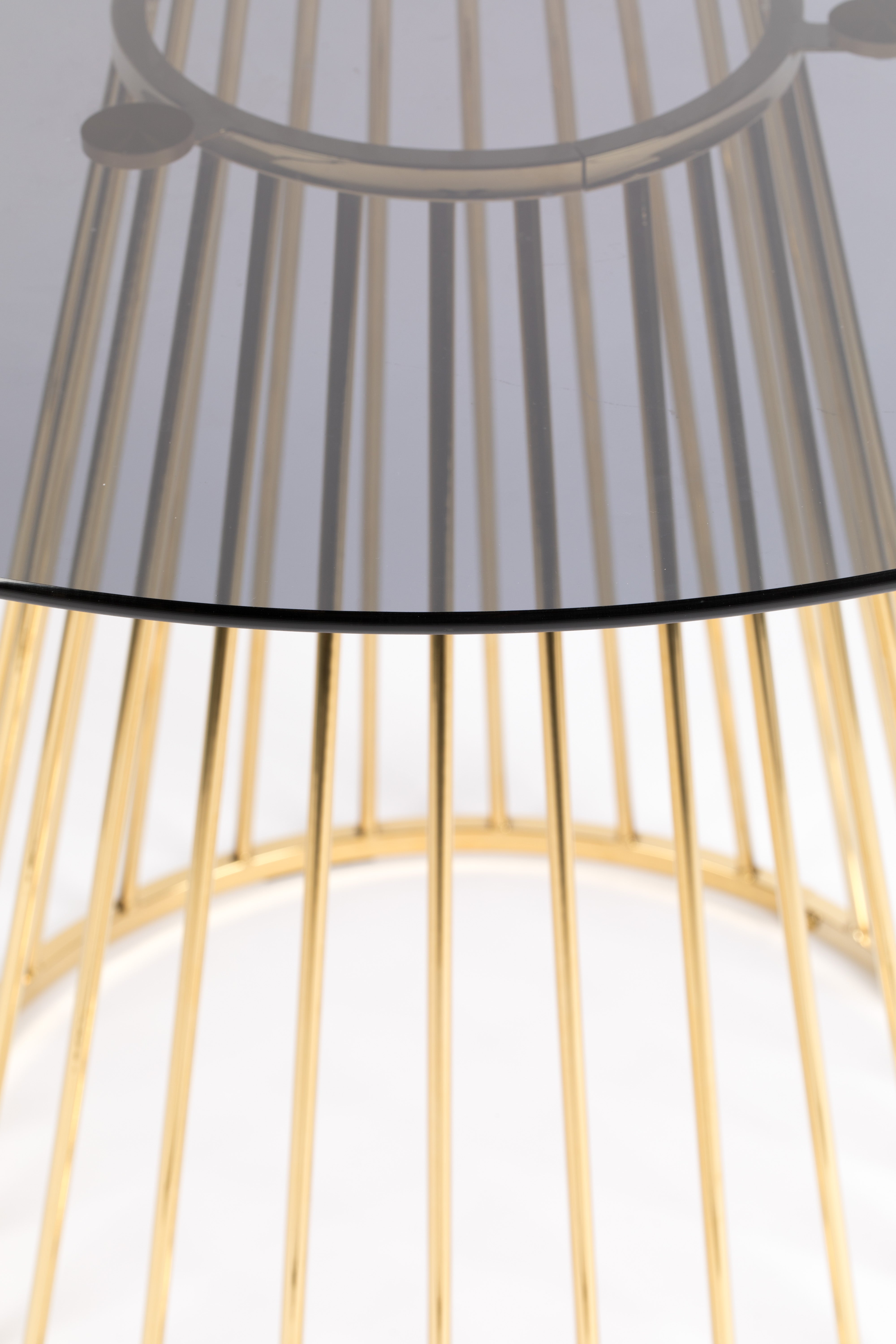 Ronde tafel FLORIS zwart glas met gouden voet