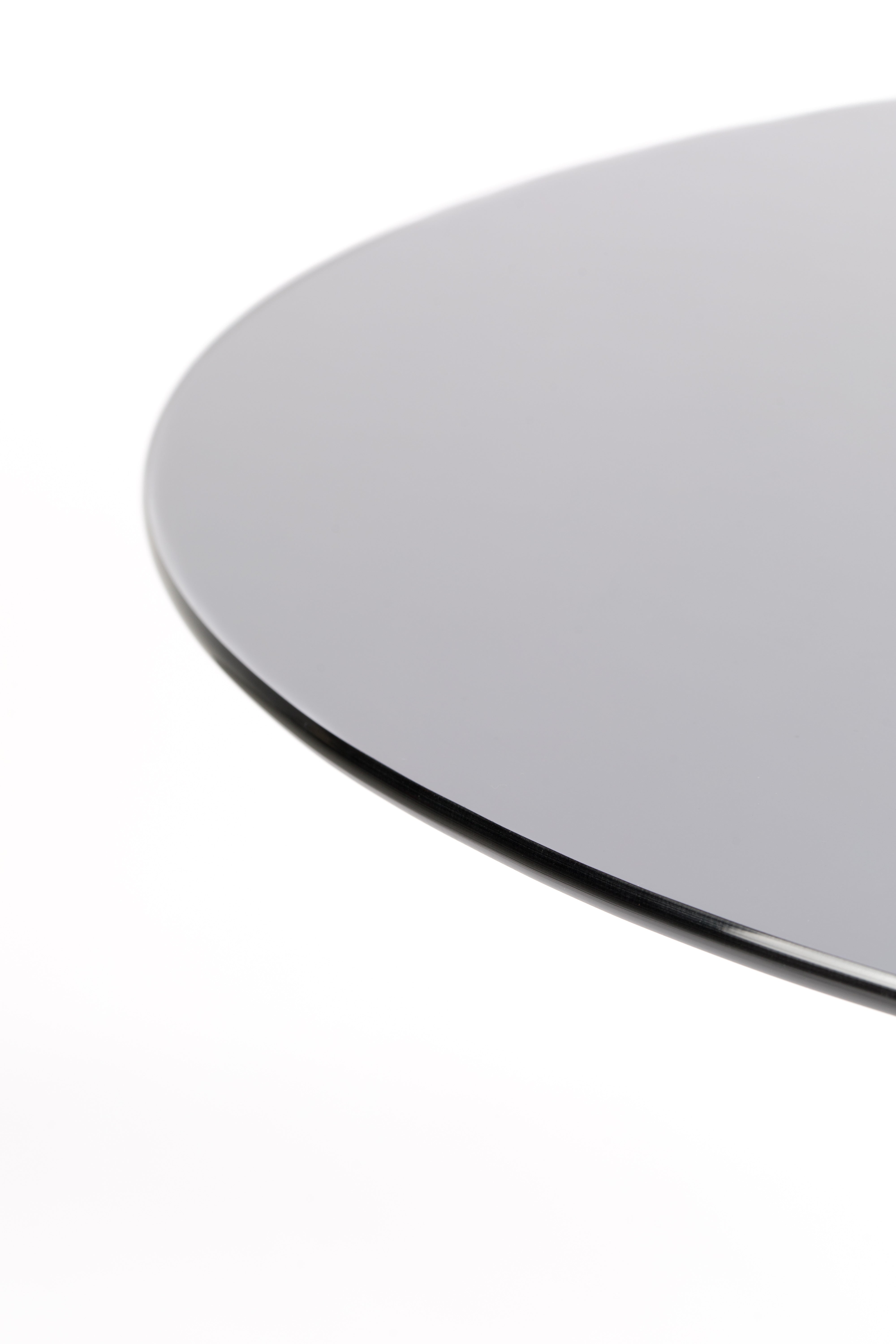 Ronde tafel FLORIS zwart glas met gouden voet