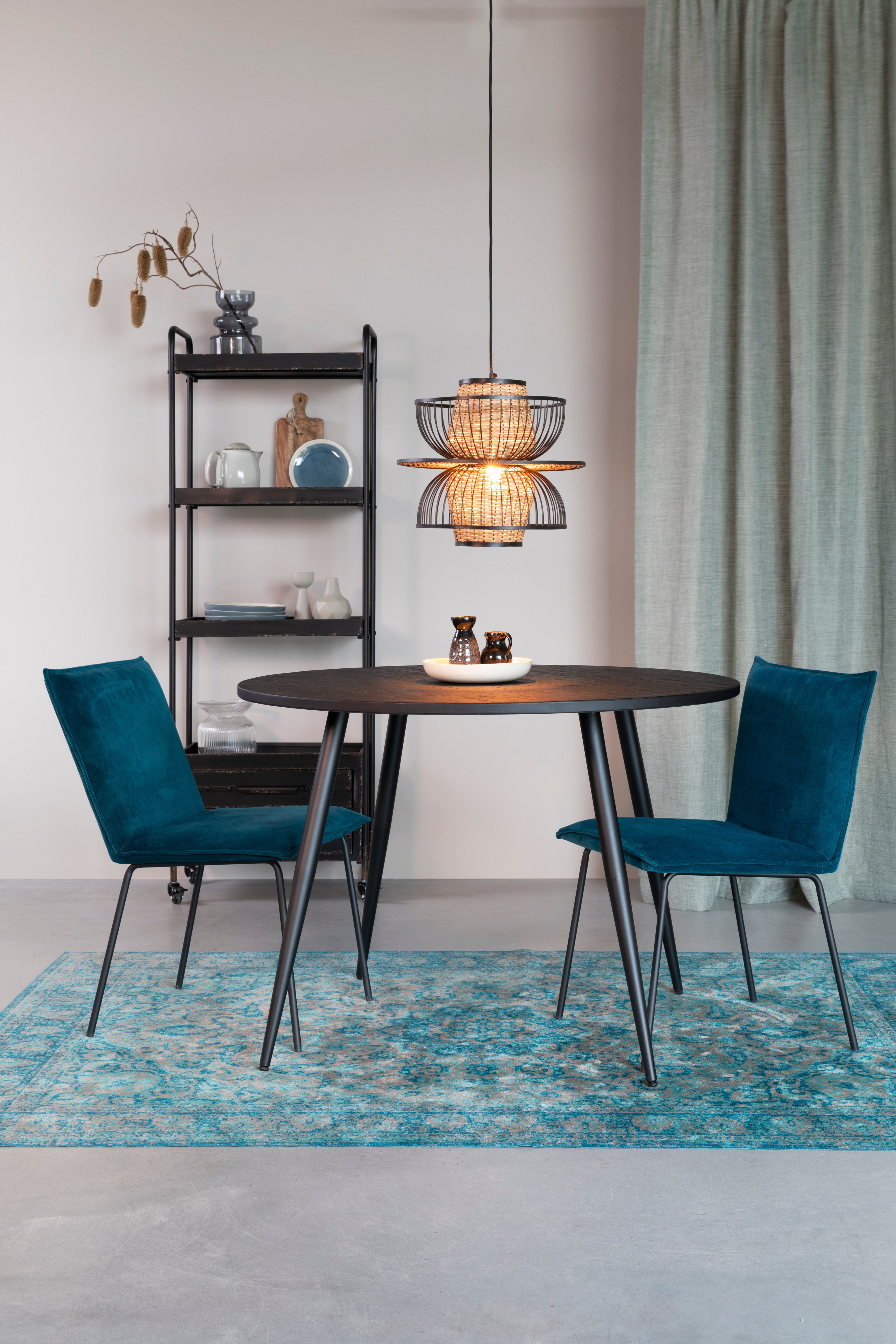 Ronde tafel MO zwart teakhout