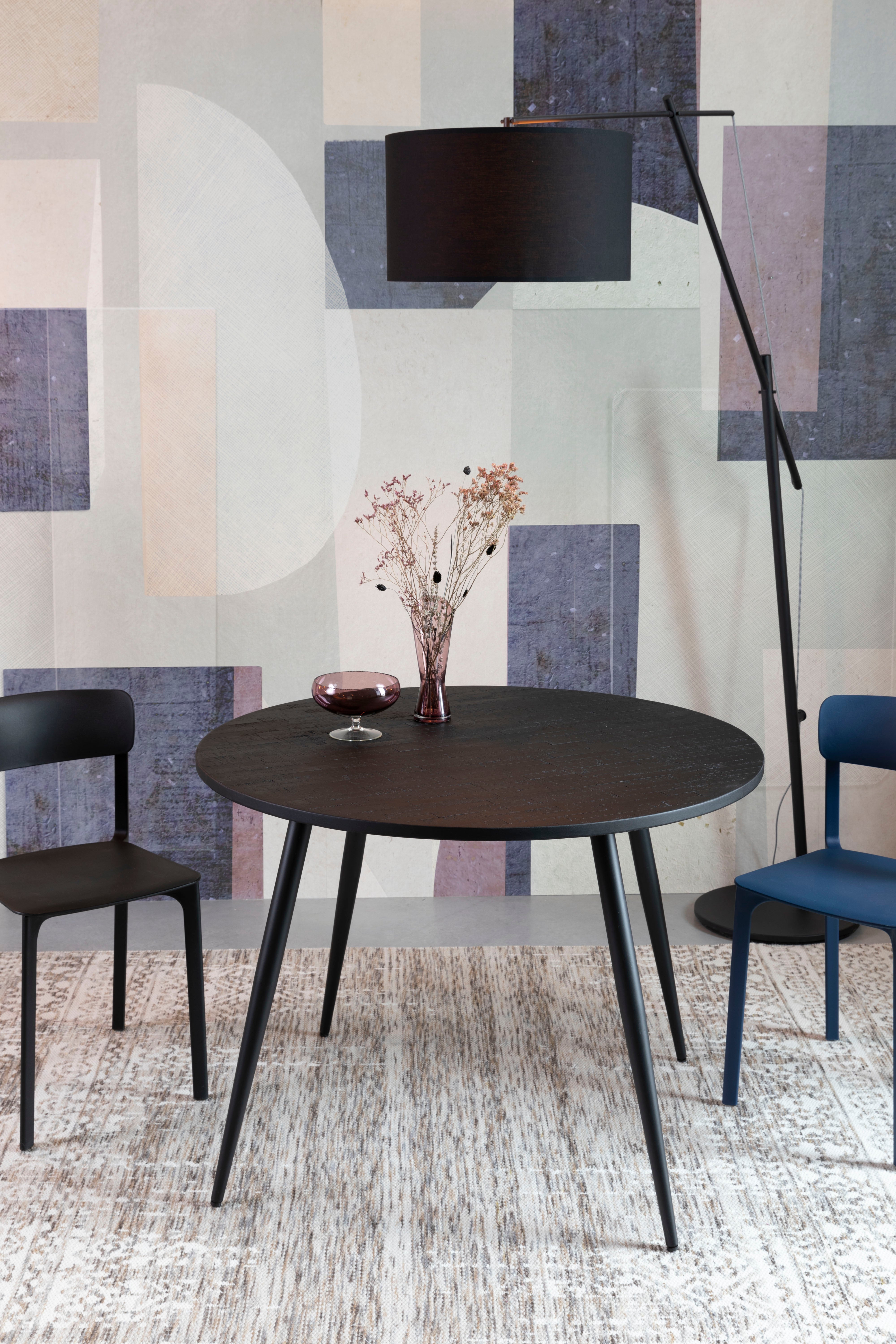 Ronde tafel MO zwart teakhout