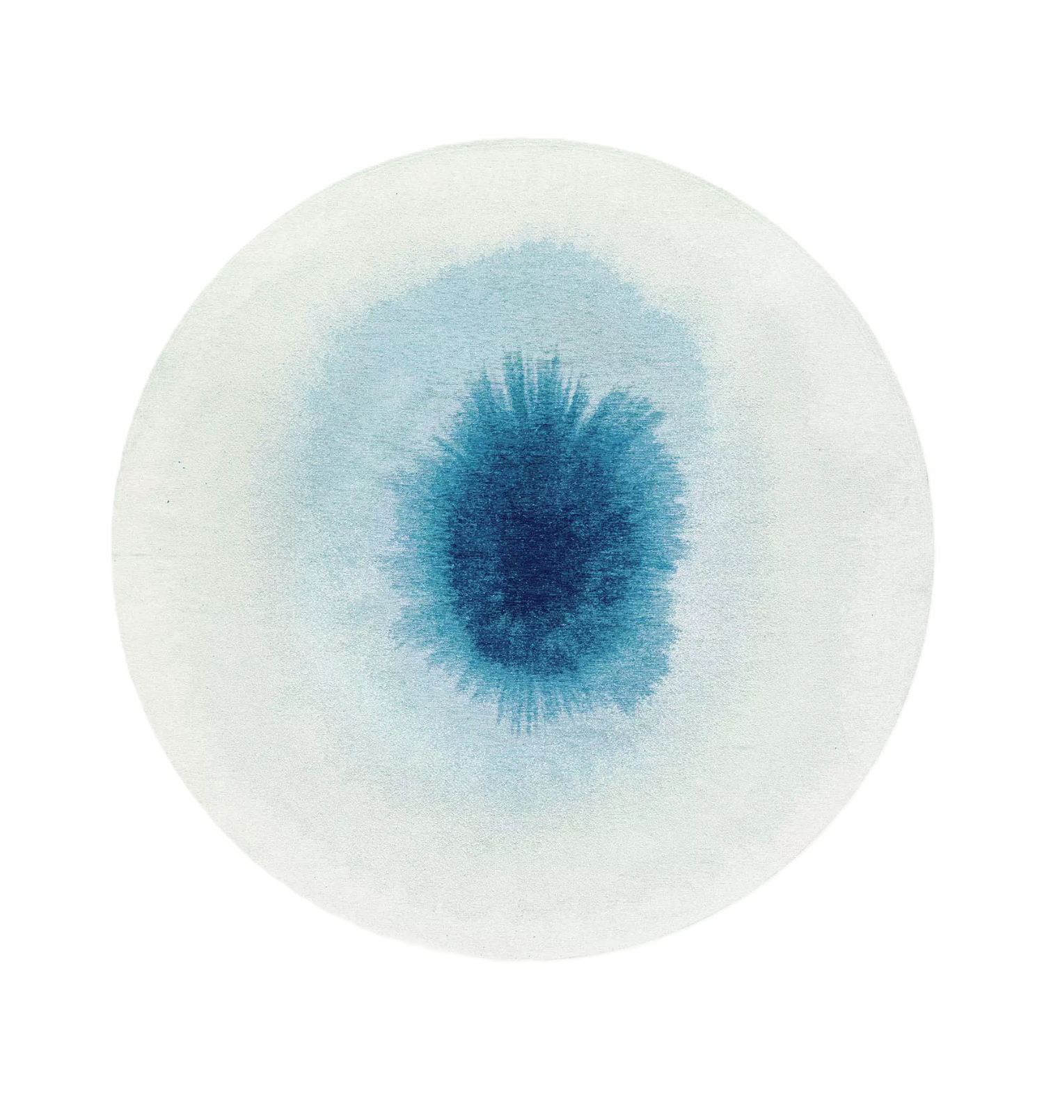Ronde tapijt DROP wit met blauw