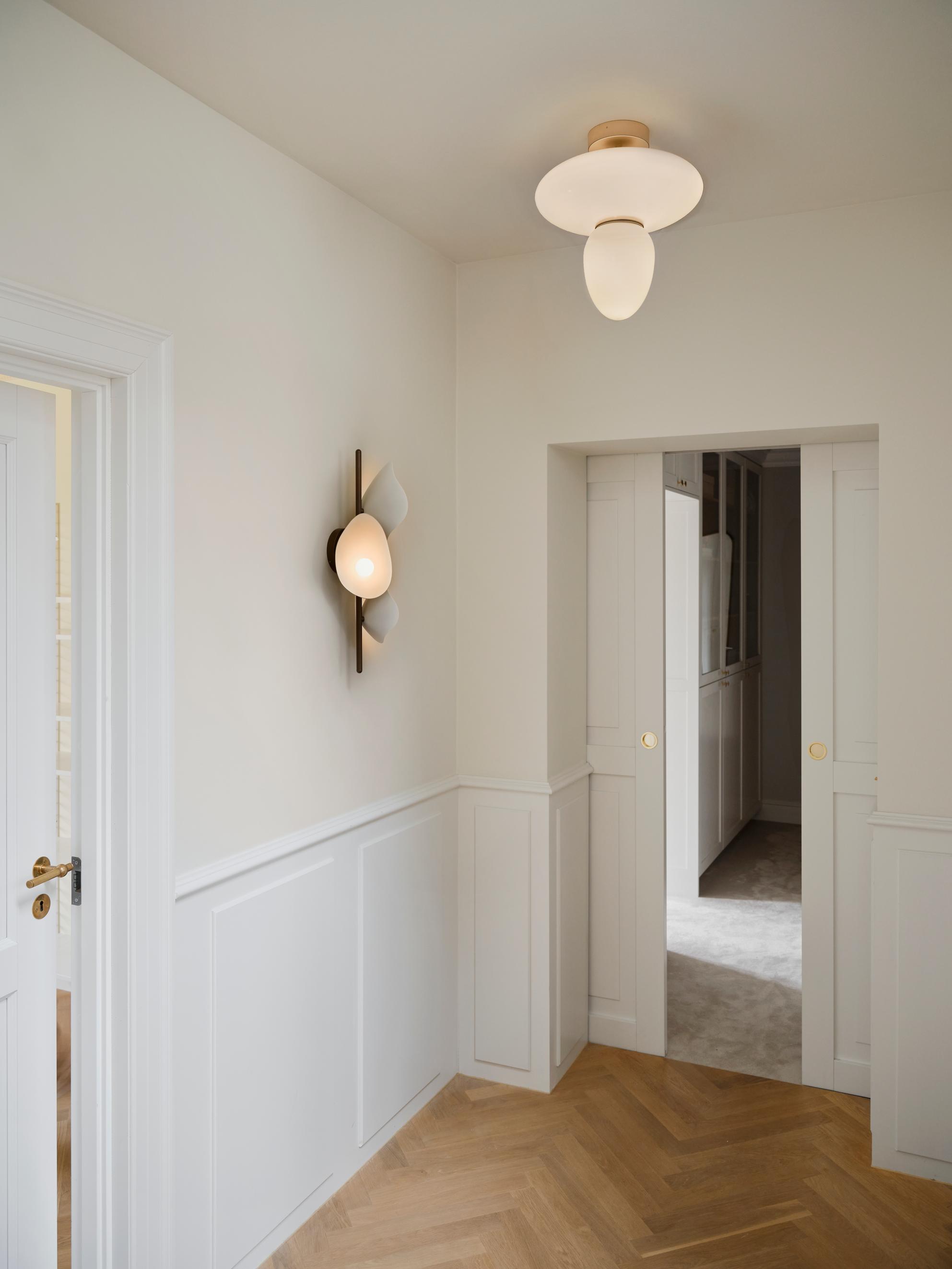 RIZZATTO 42 Ceiling Lamp in Brass with Opal Glass