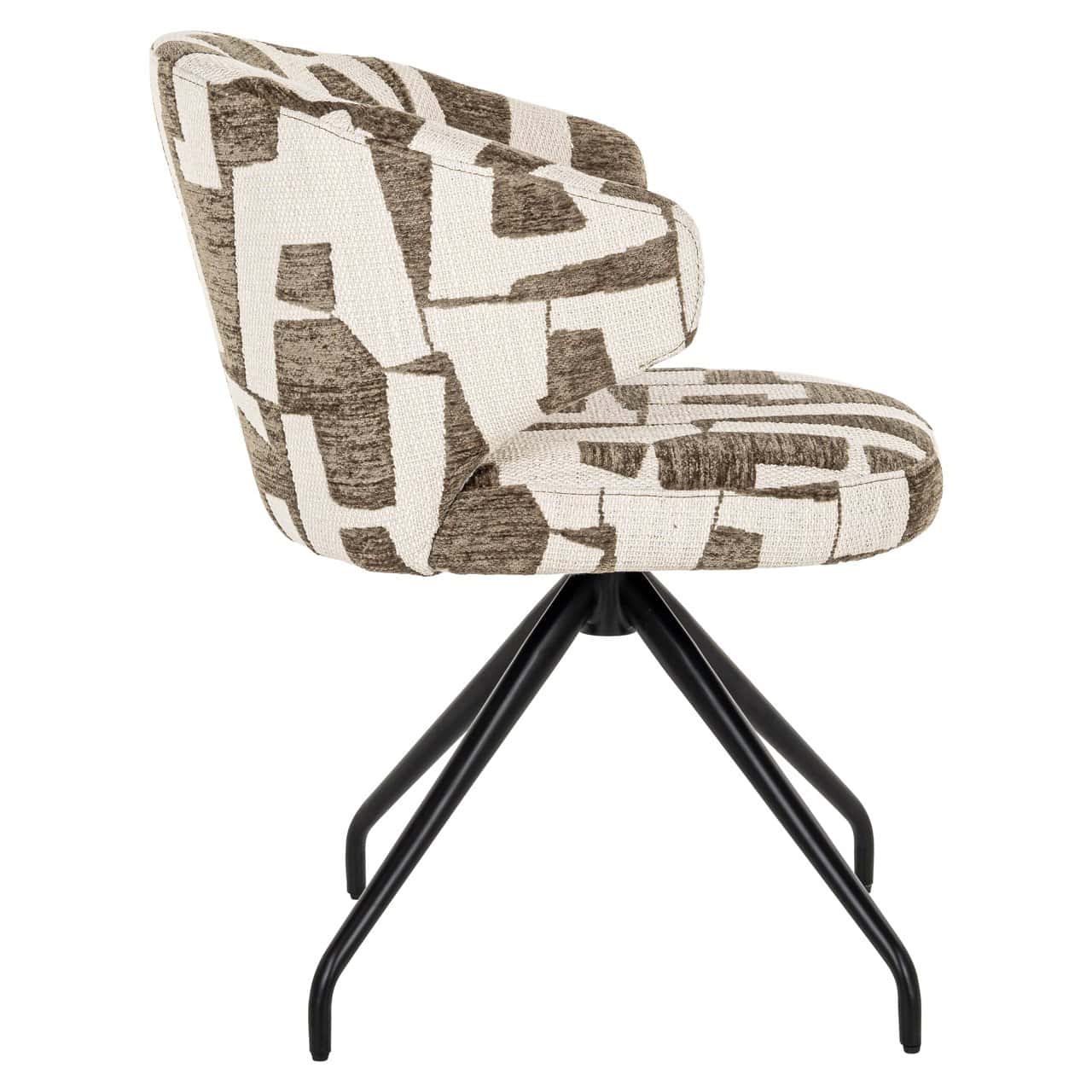 Drehstuhl MILLY beige mit braunem und schwarzem Gestell