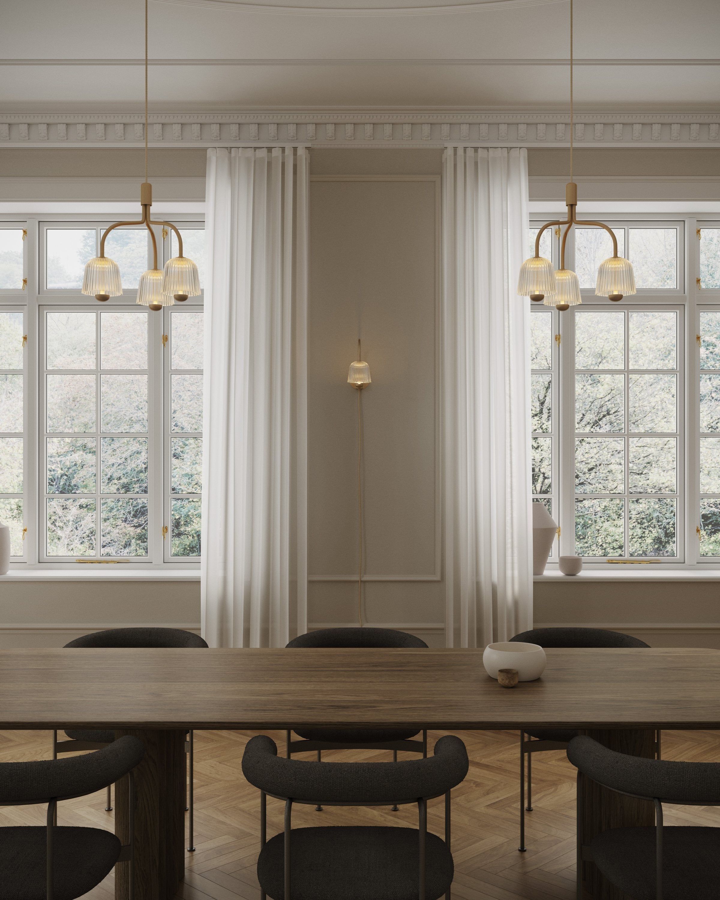 Hanglamp ASTEEA 3 goud met transparant glas