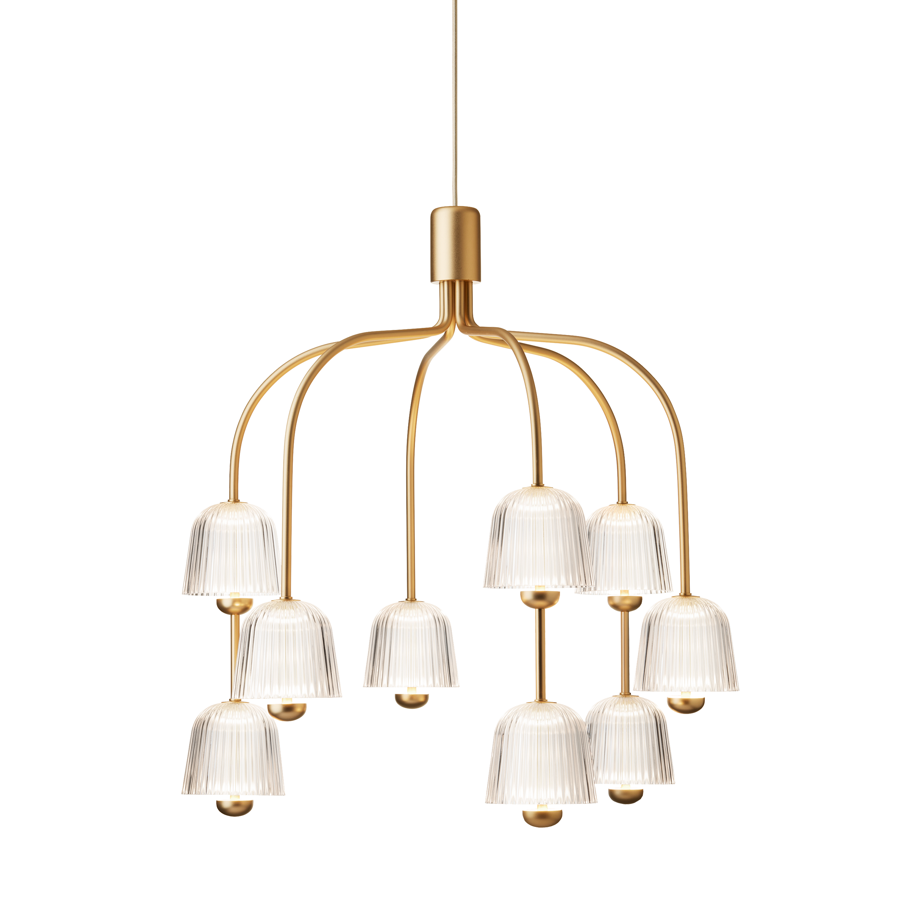 Kroonluchter ASTEEA 9 goud met transparant glas