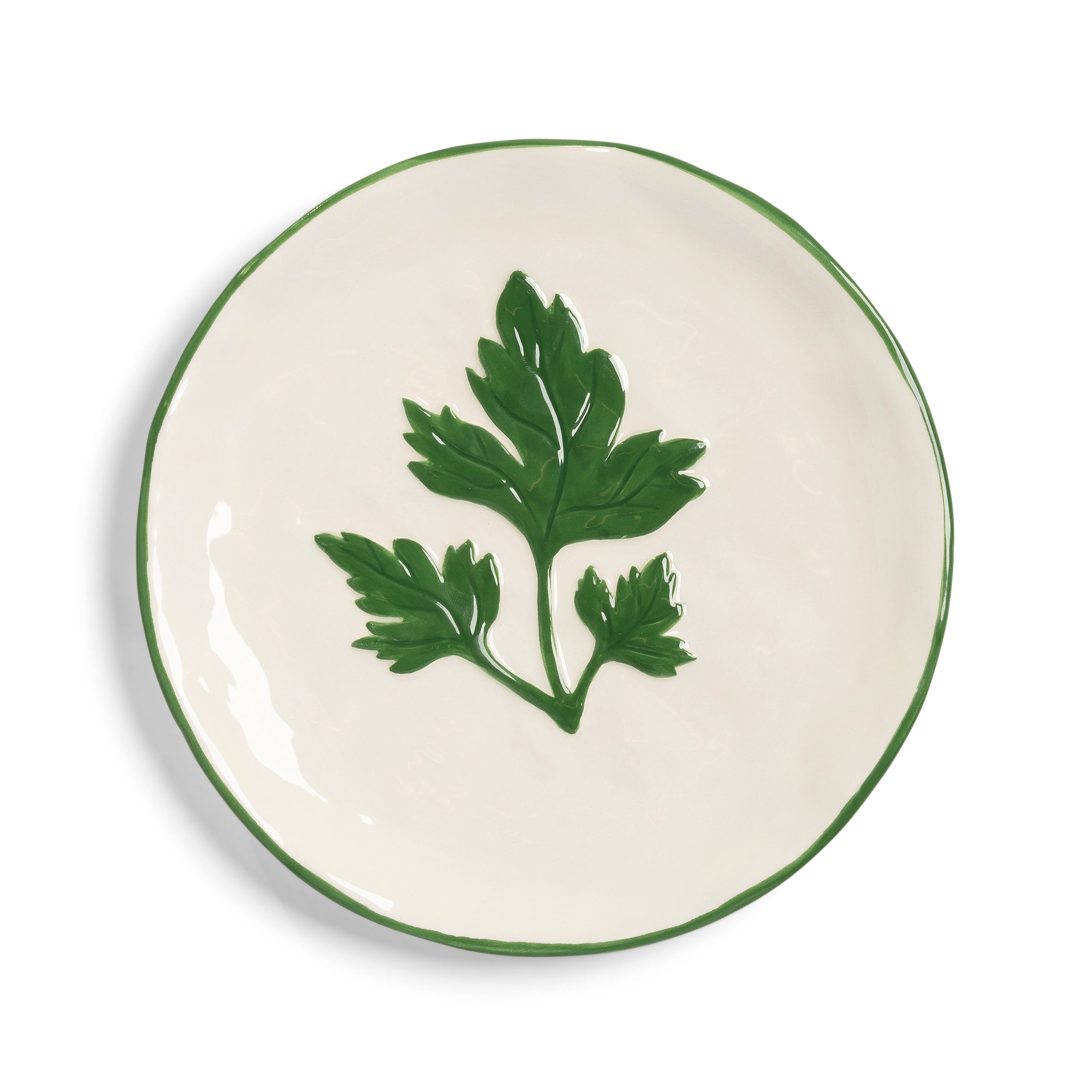 Weißer Durszlak mit grünem Untersetzer PARSLEY