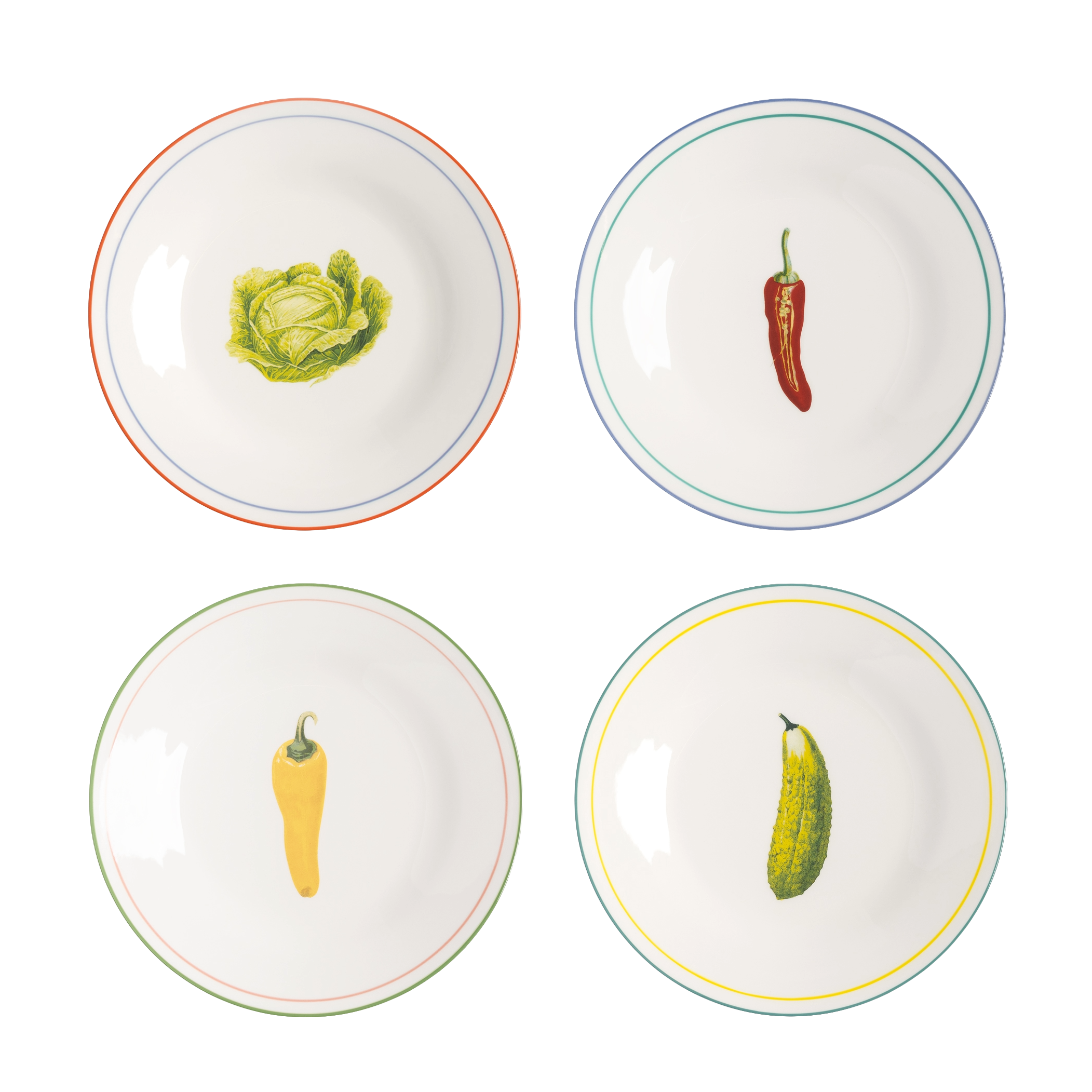 Set of breakfast plates VEGETABLE white