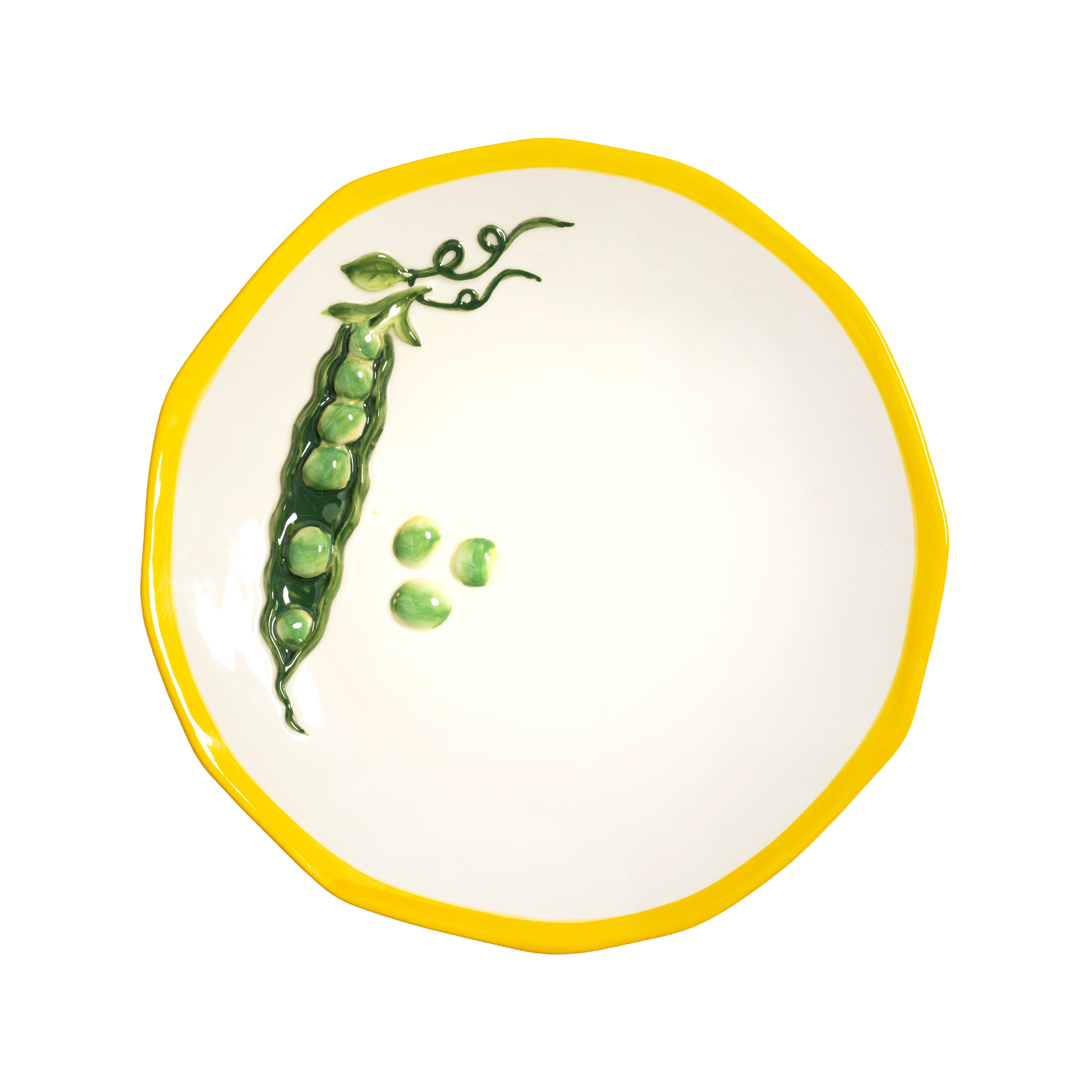 White Serving Plate PISELLO with Yellow and Green