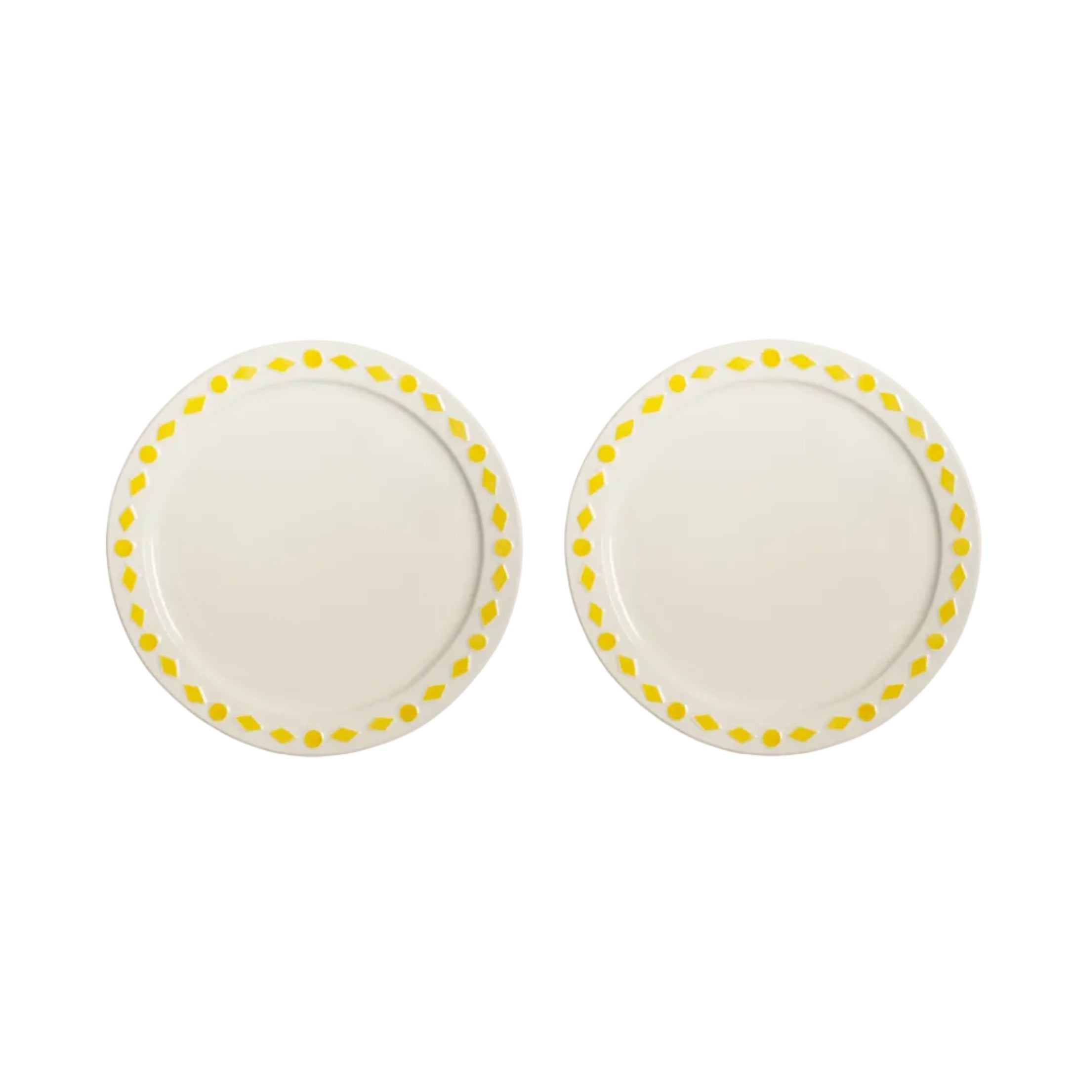FOLK white dinner plate set with yellow