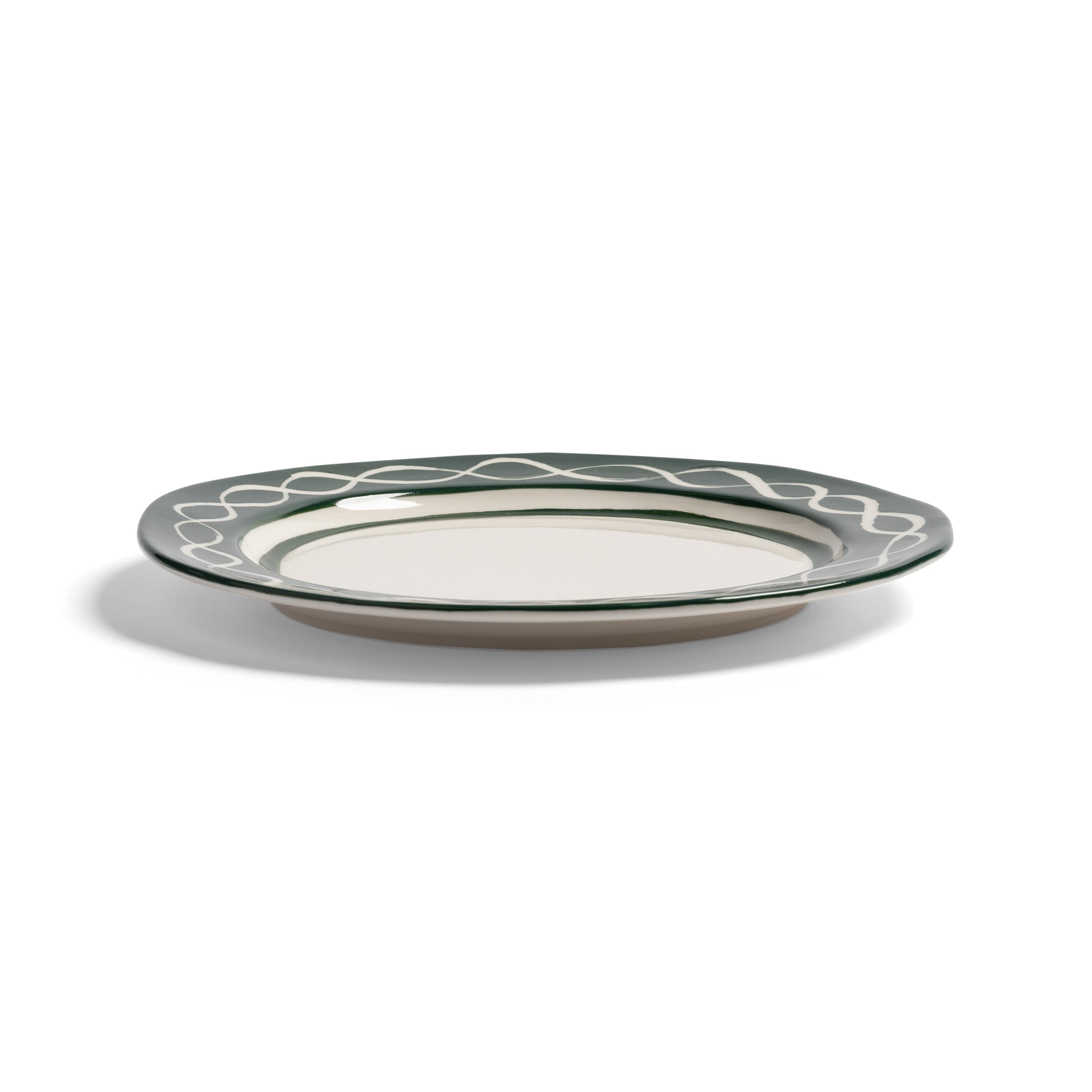 FESTIVO Green and White Porcelain Breakfast Plate Set