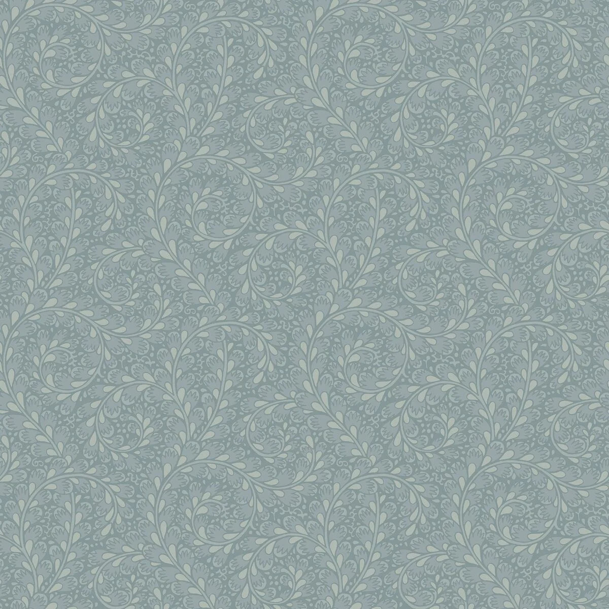Behang met een plantenmotief van WILD FERNS in blauw