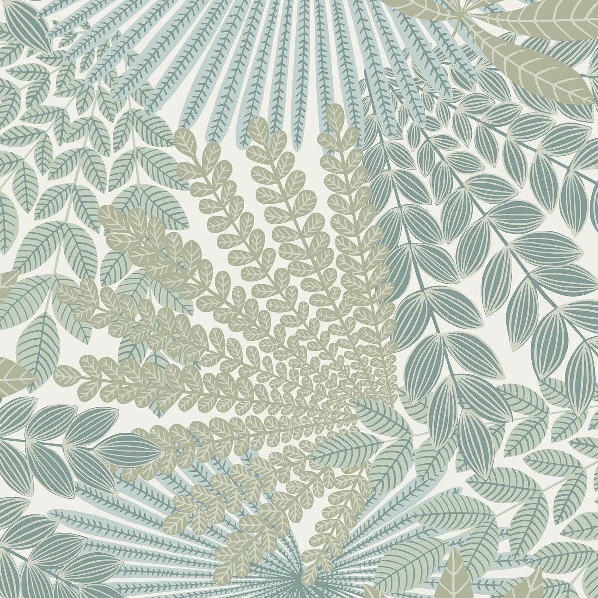 Olive Green Velvet Leaves Floral Wallpaper