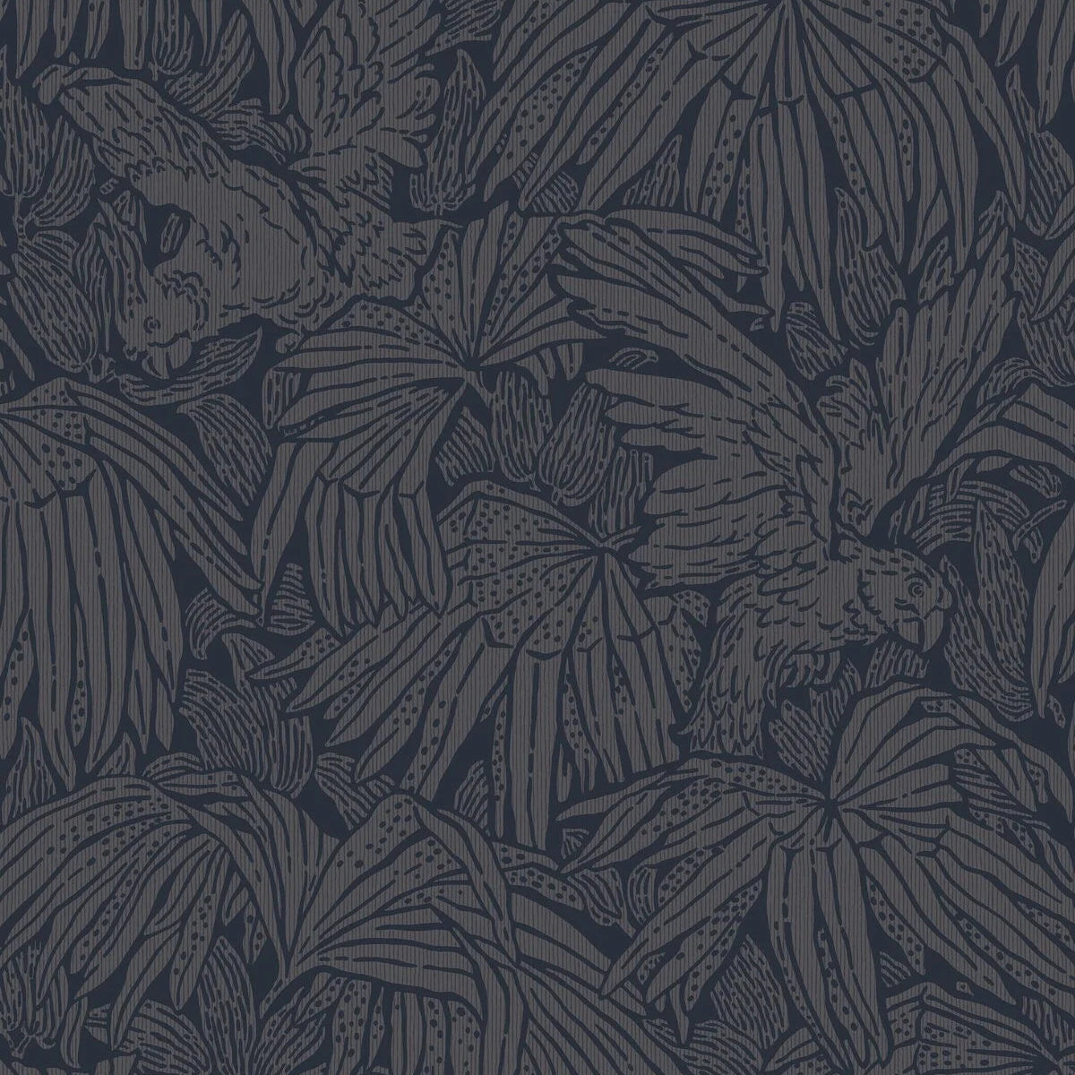 HIDDEN PARROT animal motif wallpaper in navy blue